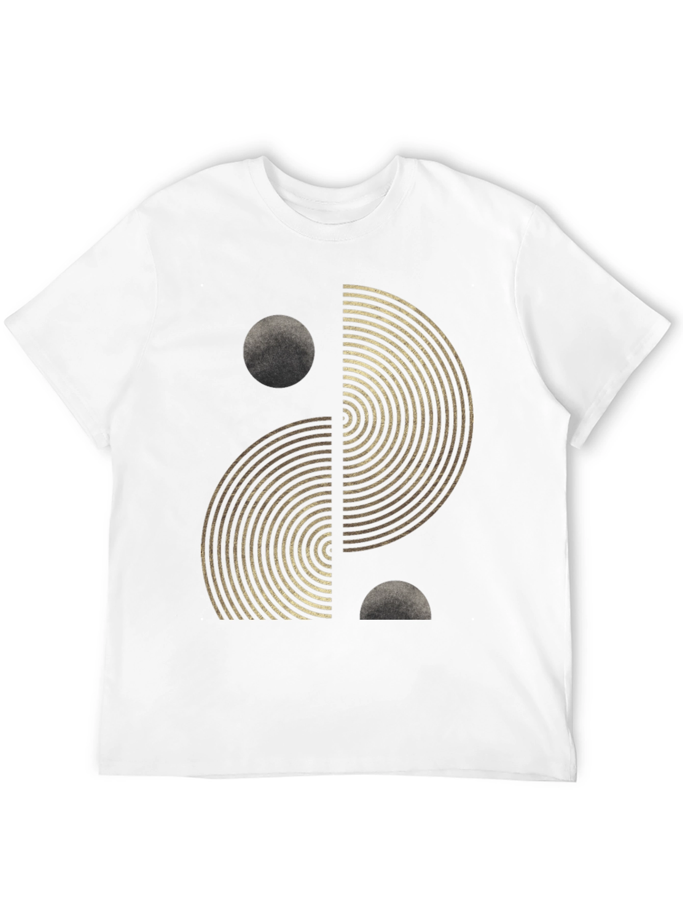 Geometric Yin Yang Graphic Tee - Black