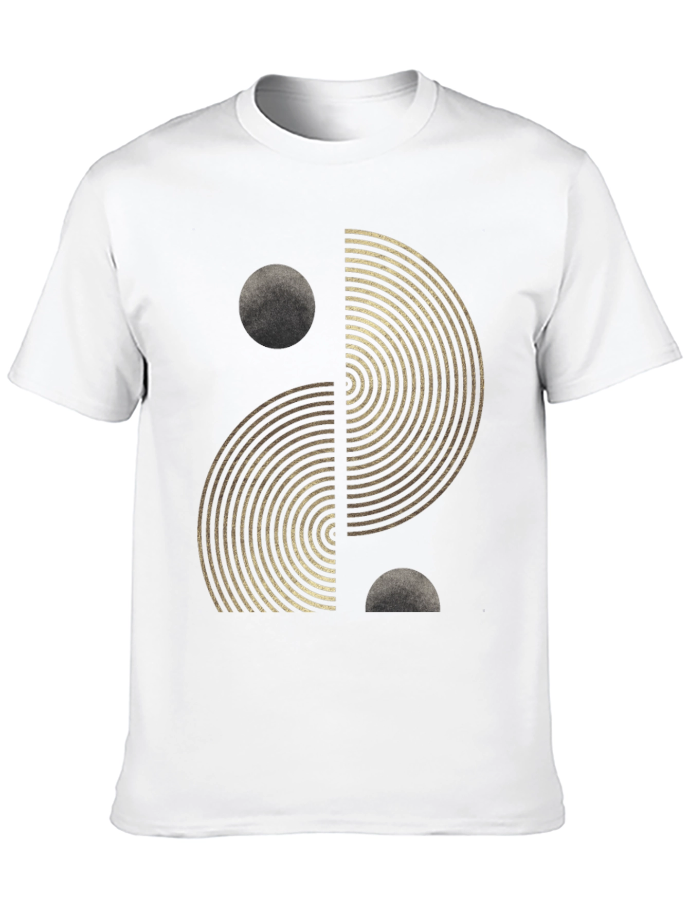 Geometric Yin Yang Graphic Tee - Black