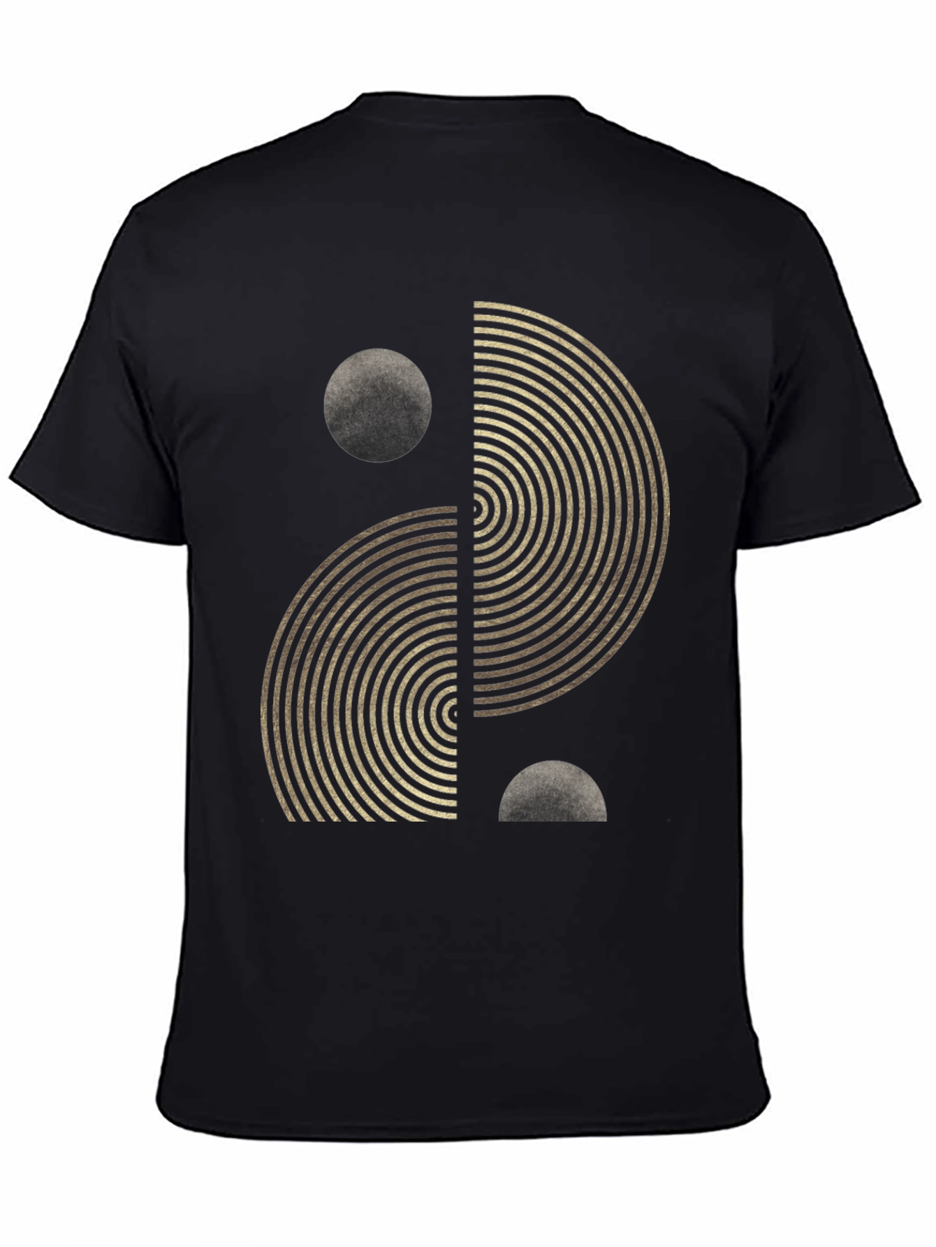 Geometric Yin Yang Graphic Tee - Black