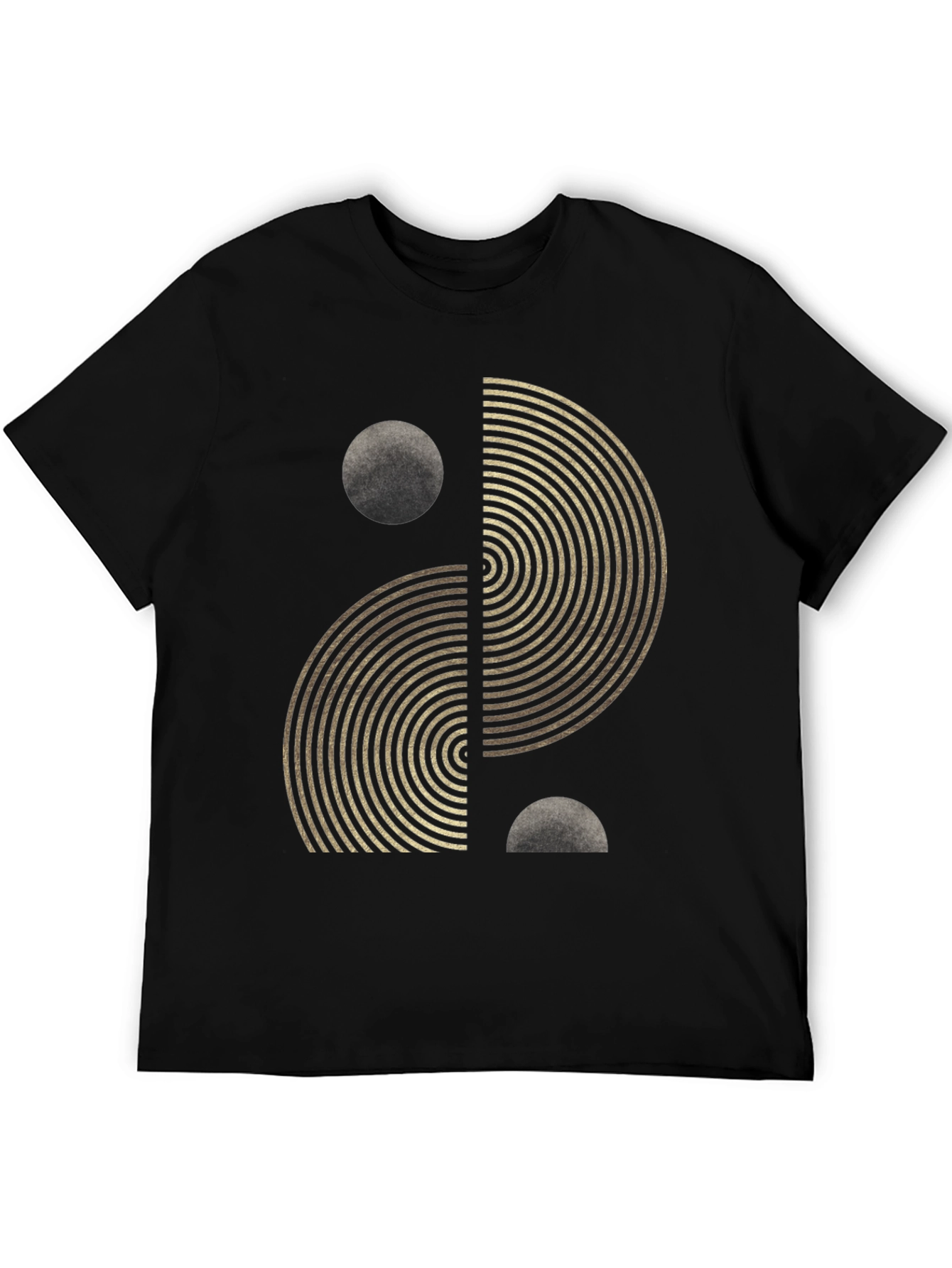 Geometric Yin Yang Graphic Tee - Black