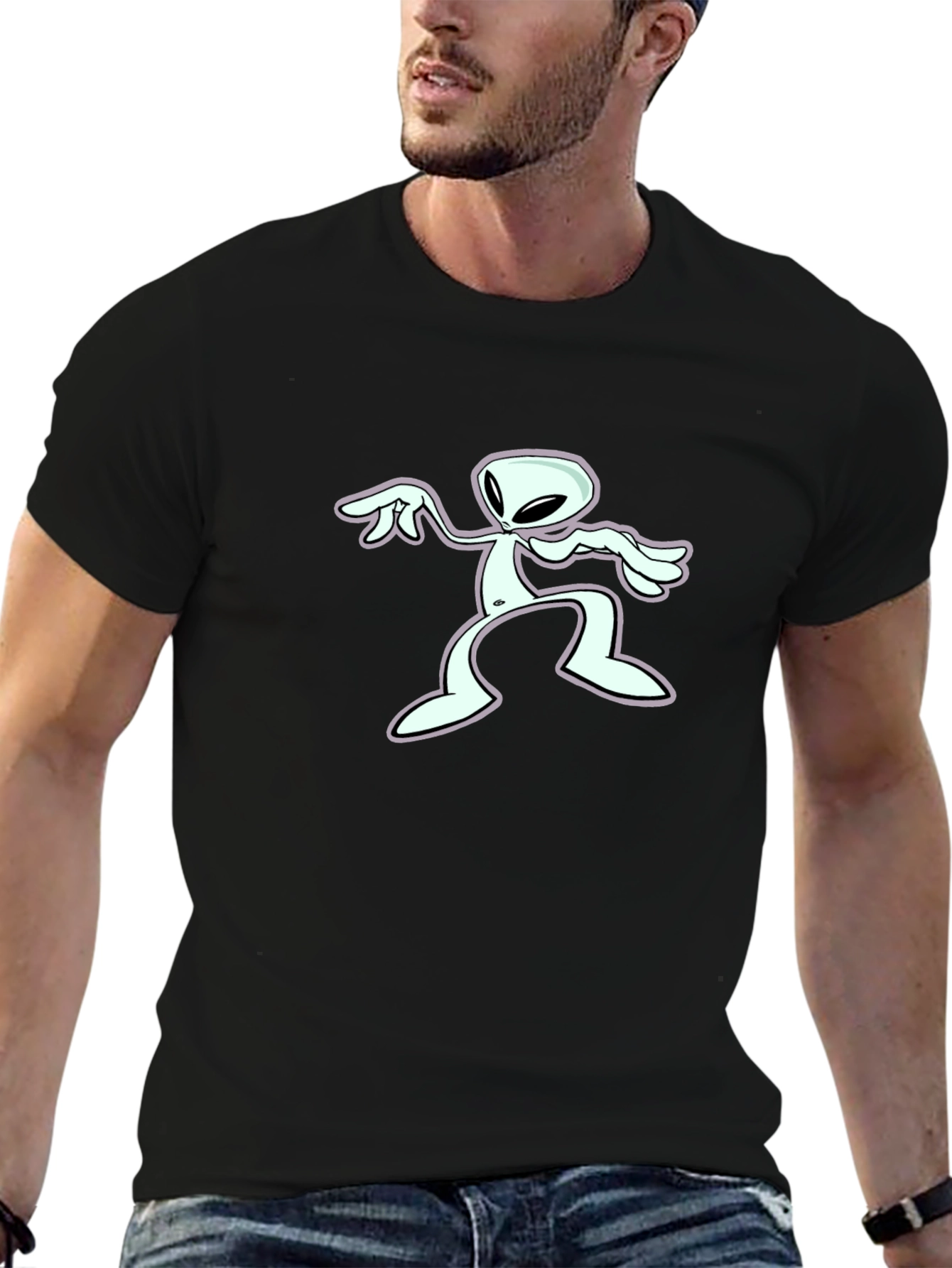 Retro Alien Graphic Black T-Shirt