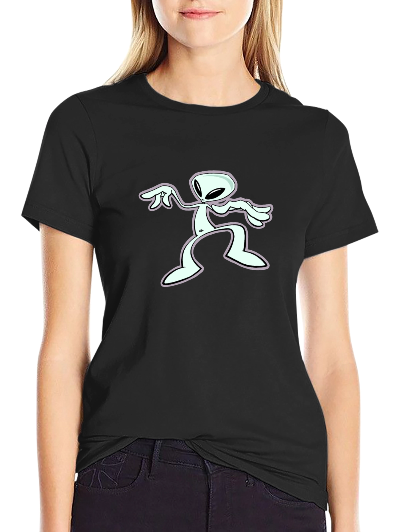 Retro Alien Graphic Black T-Shirt