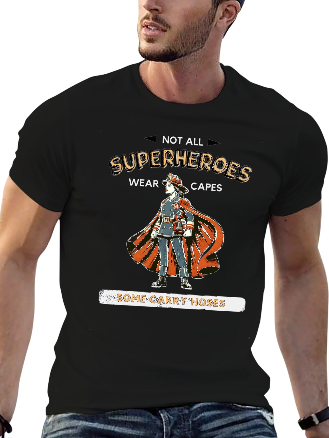 Firefighter Superheroes Graphic T-Shirt