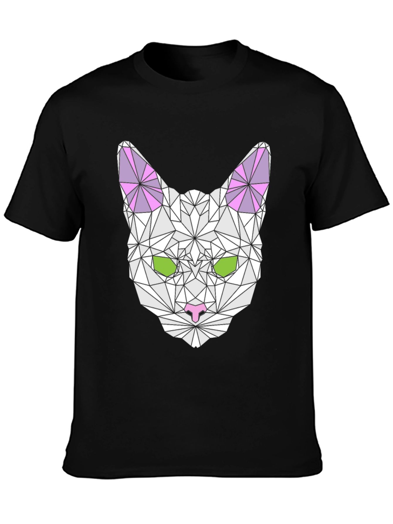 Geometric Cat Graphic Tee - Modern Style