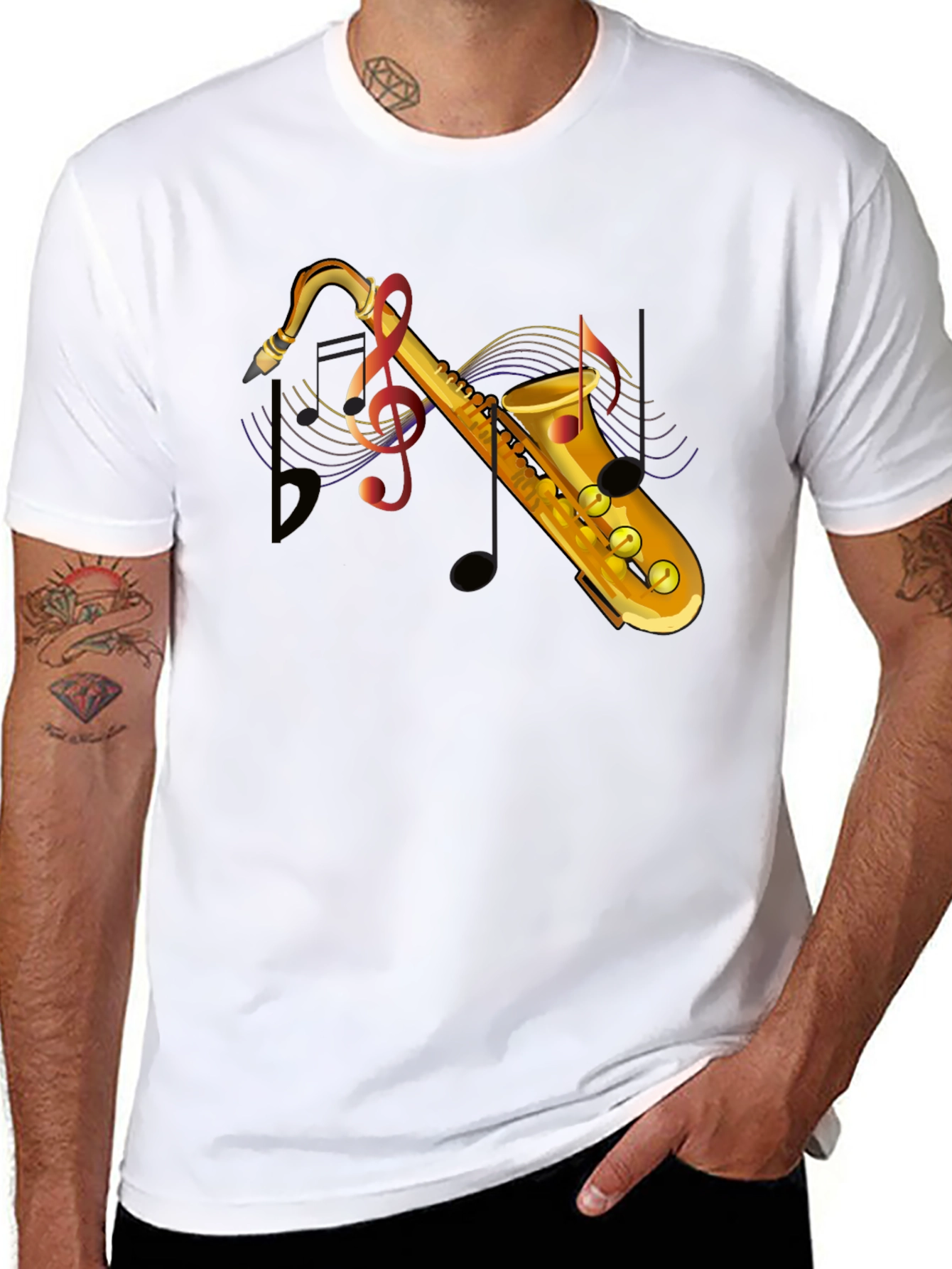 Saxophone Music Note Graphic T-Shirt