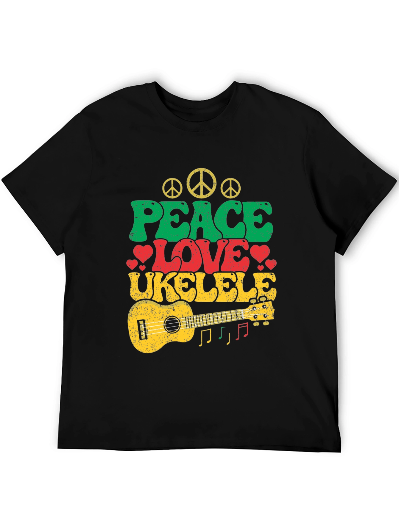 Peace Love Ukulele T-Shirt - Retro Music Tee