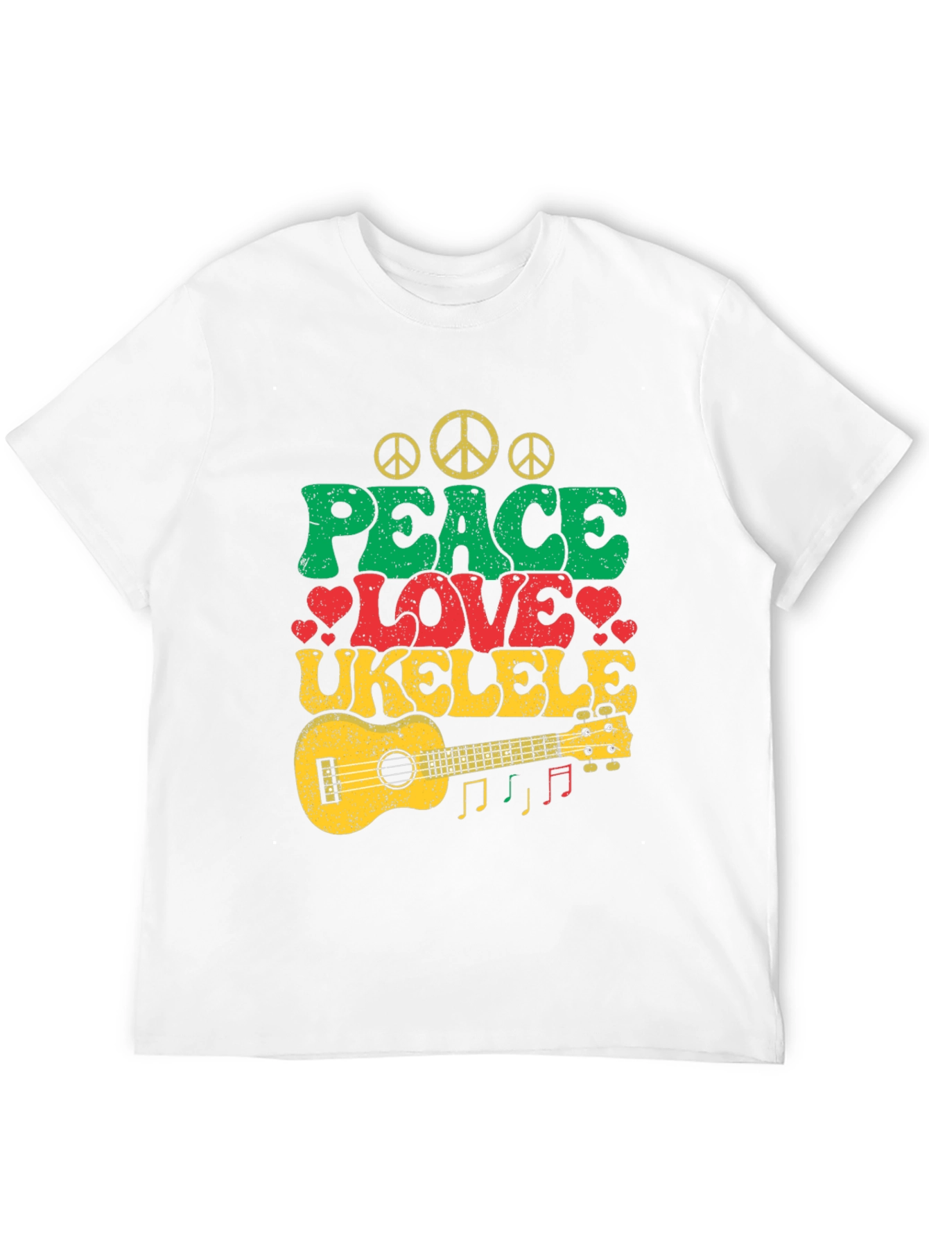 Peace Love Ukulele T-Shirt - Retro Music Tee