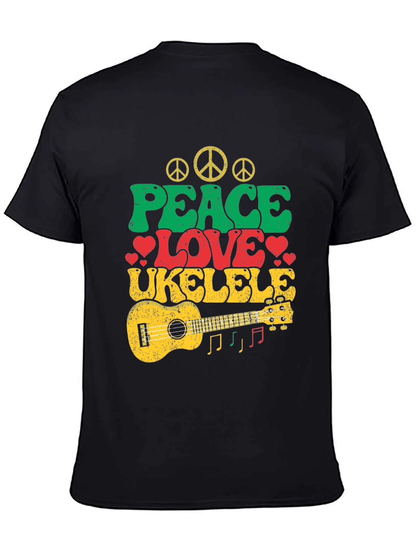 Peace Love Ukulele T-Shirt - Retro Music Tee