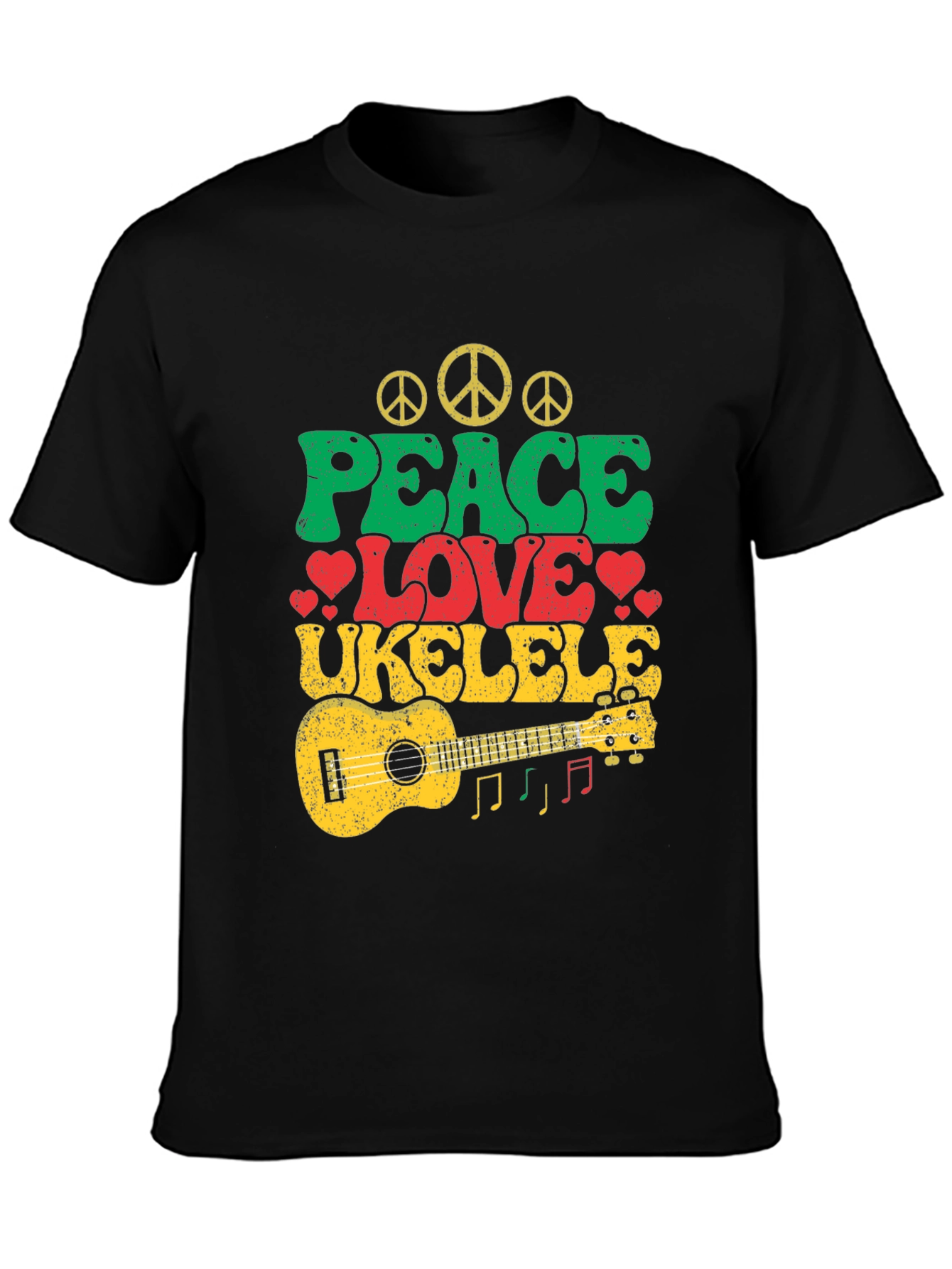 Peace Love Ukulele T-Shirt - Retro Music Tee
