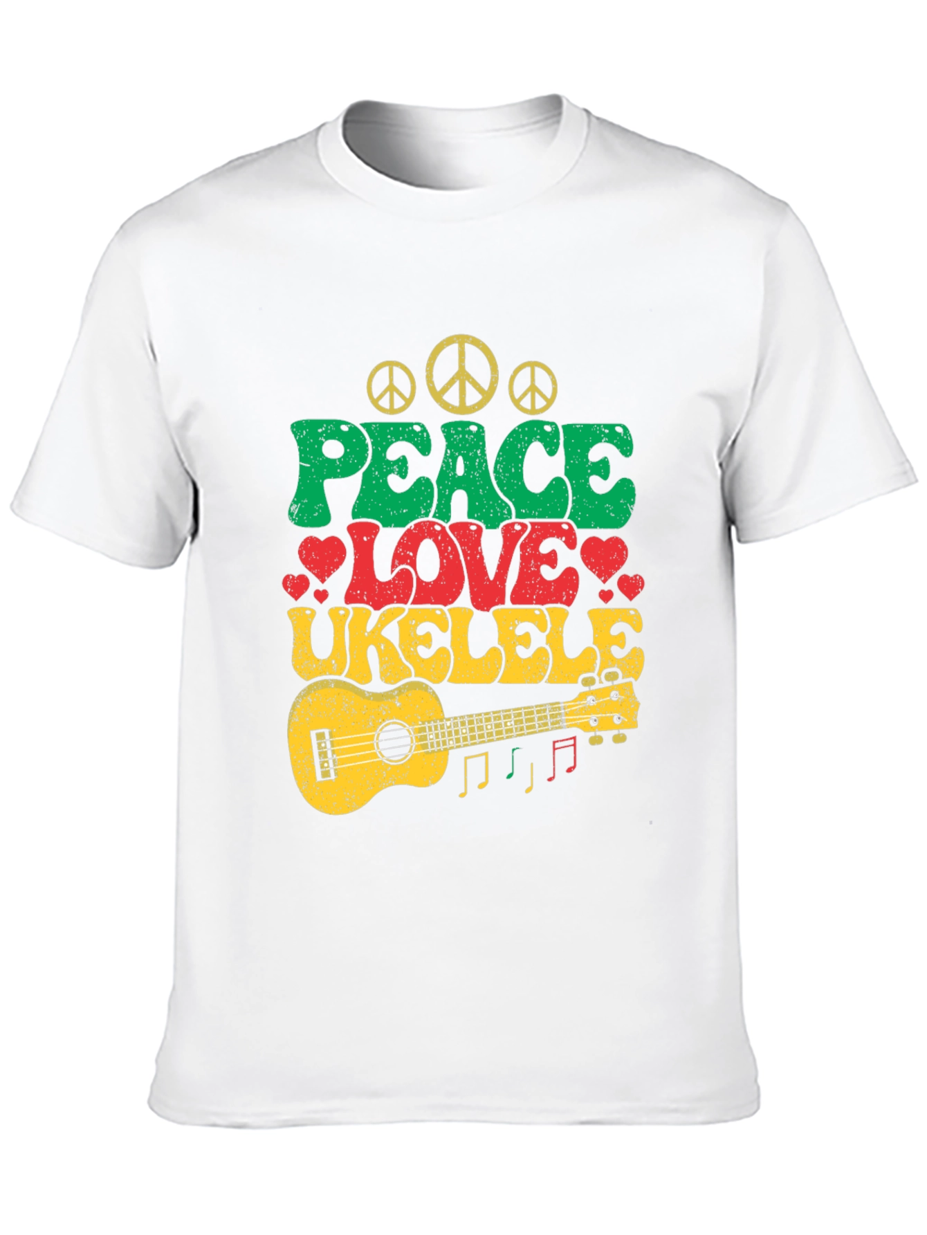 Peace Love Ukulele T-Shirt - Retro Music Tee