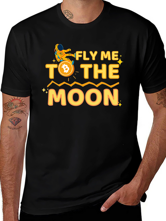Fly Me To The Moon T-Shirt Bitcoin Astronaut Crypto Black Tee