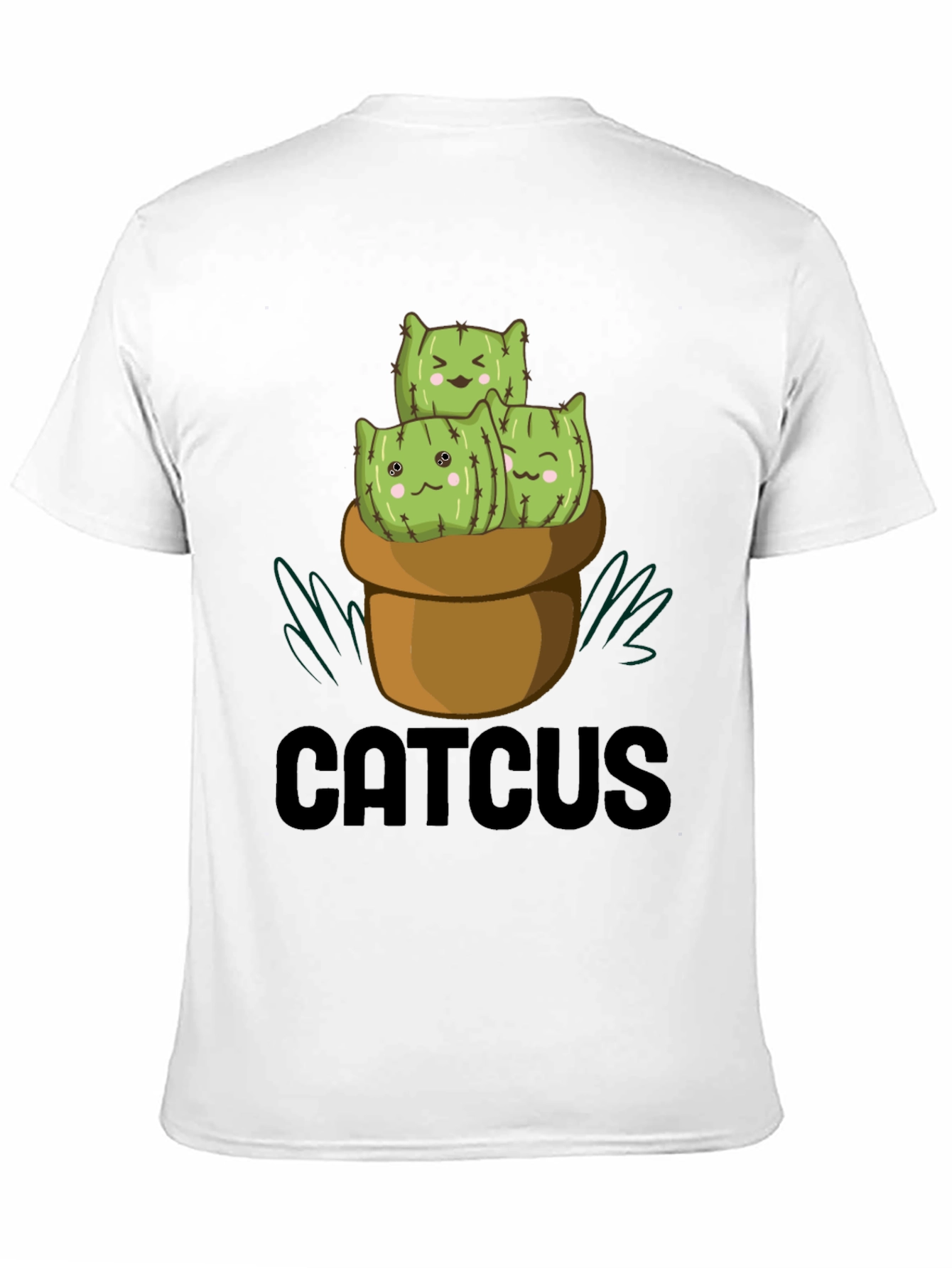 CUTCUS Cat Cactus Graphic T-Shirt Black