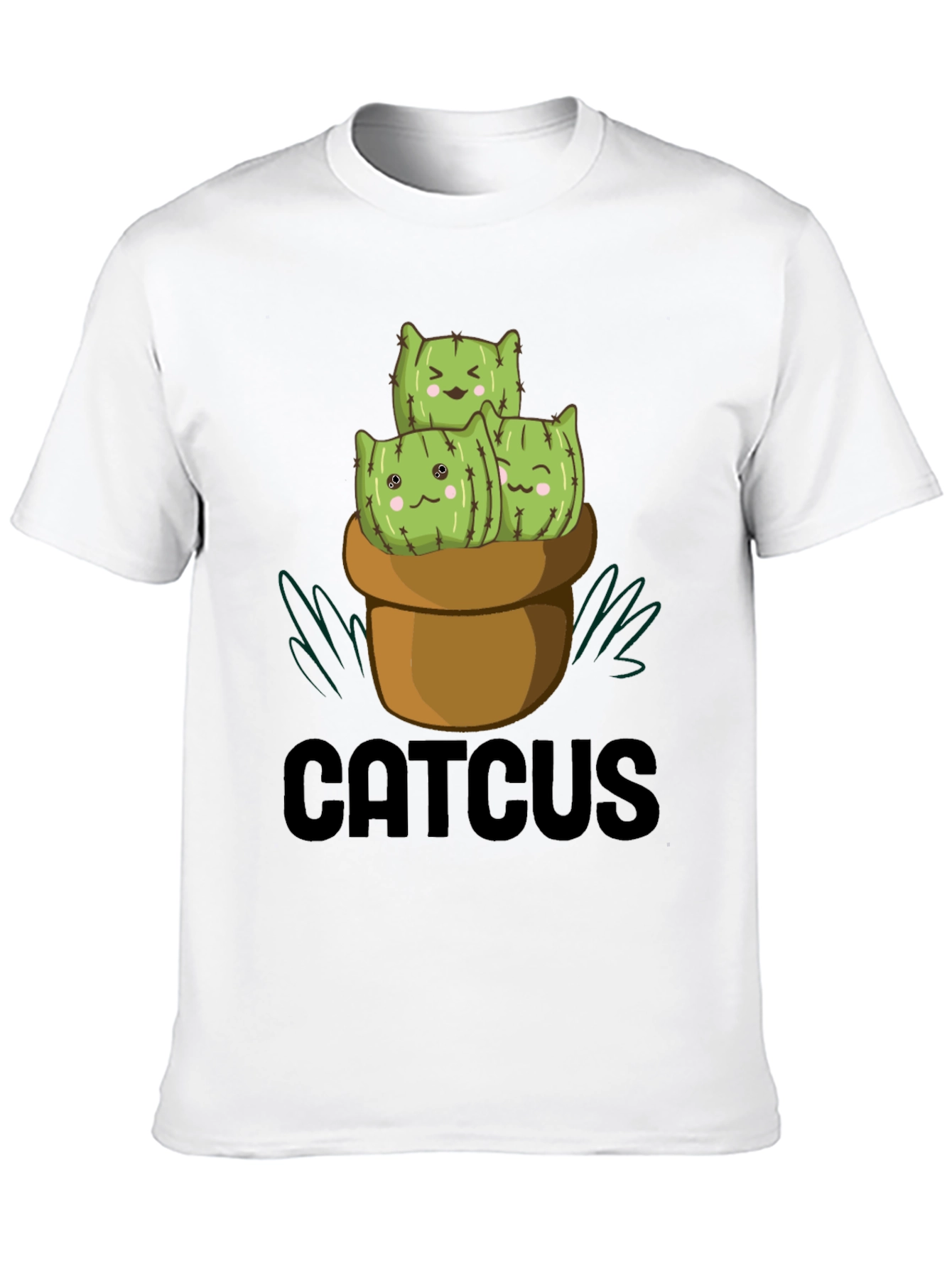 CUTCUS Cat Cactus Graphic T-Shirt Black
