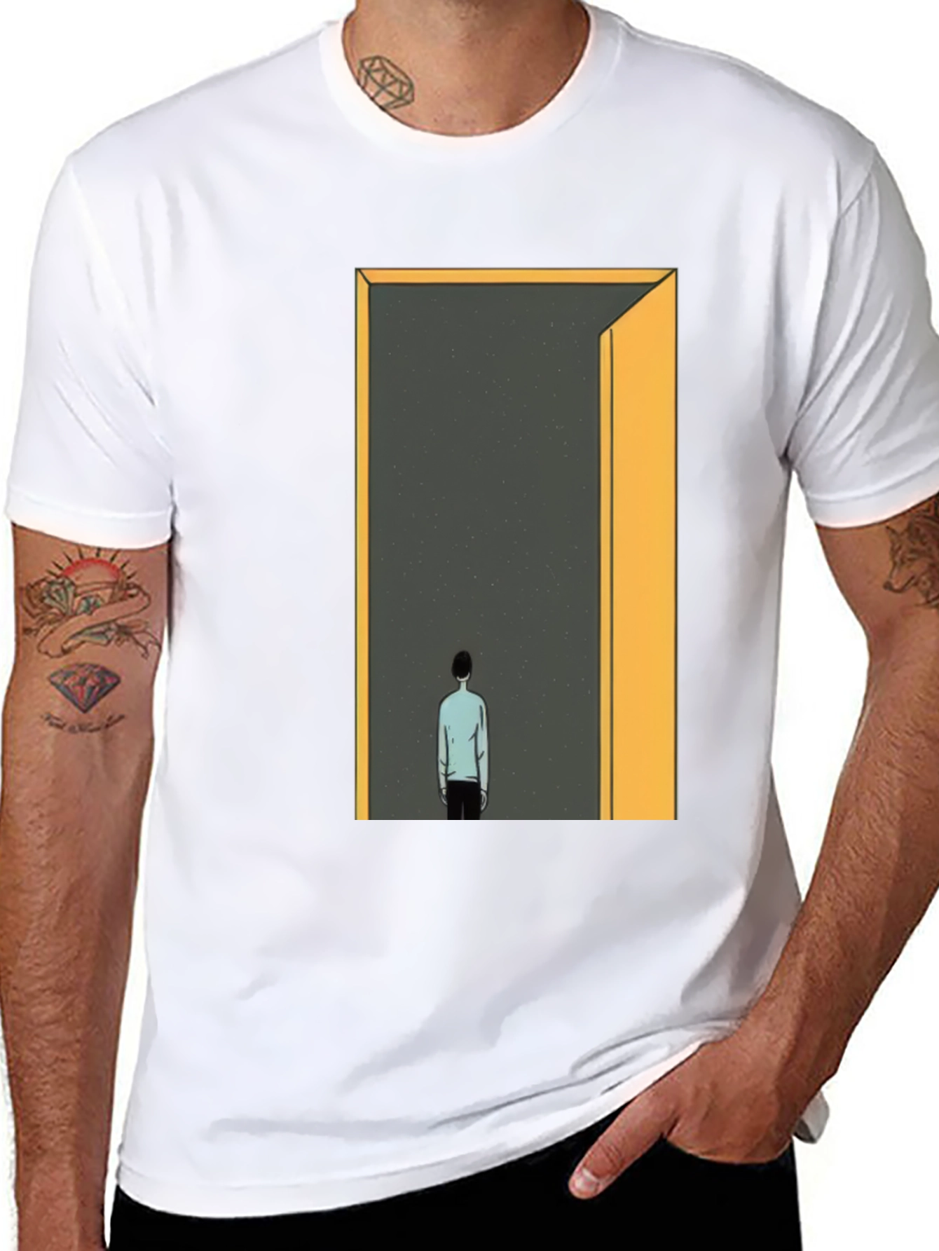 Existential T-Shirt: Man at Doorway to Space