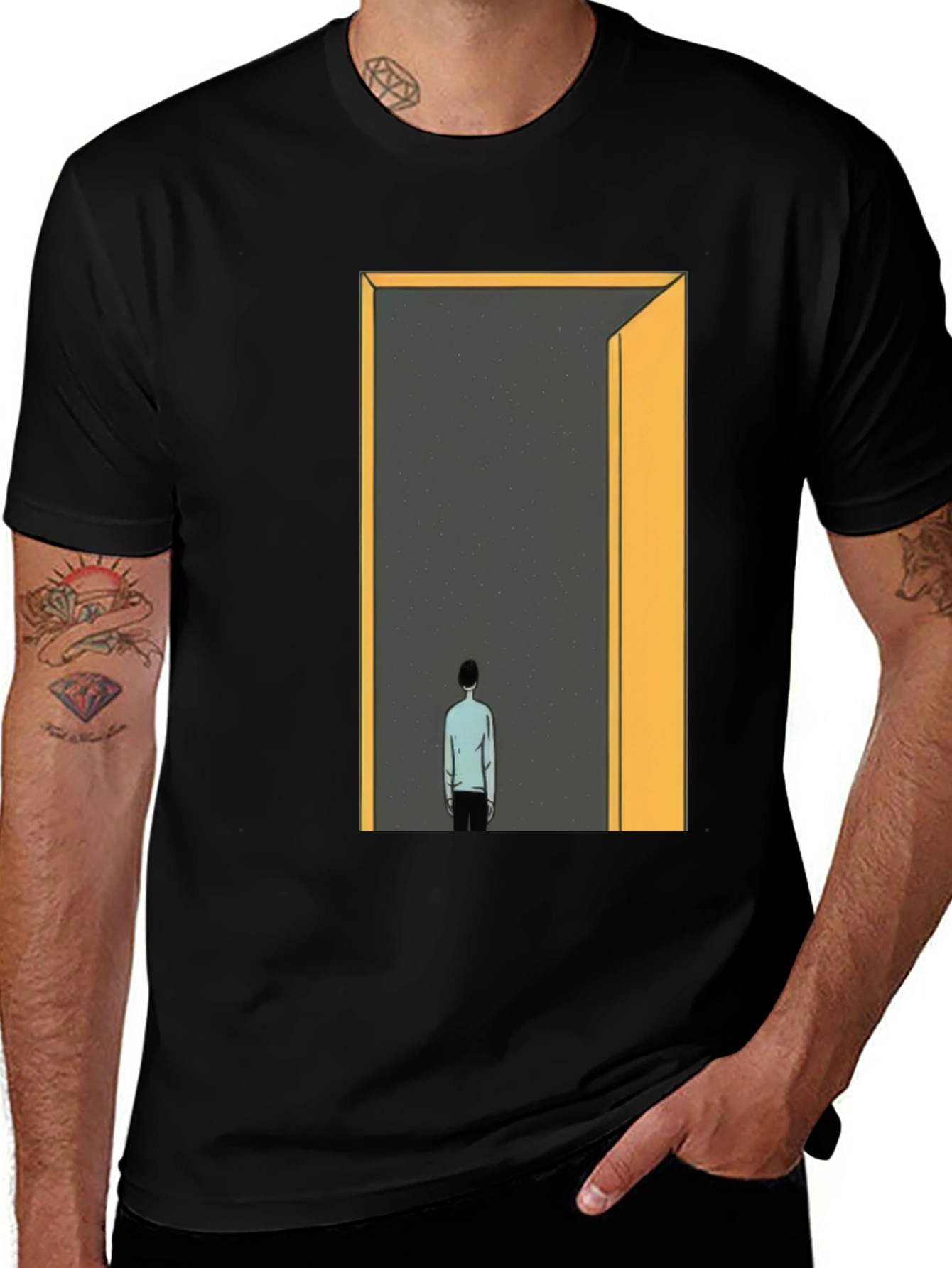 Existential T-Shirt: Man at Doorway to Space