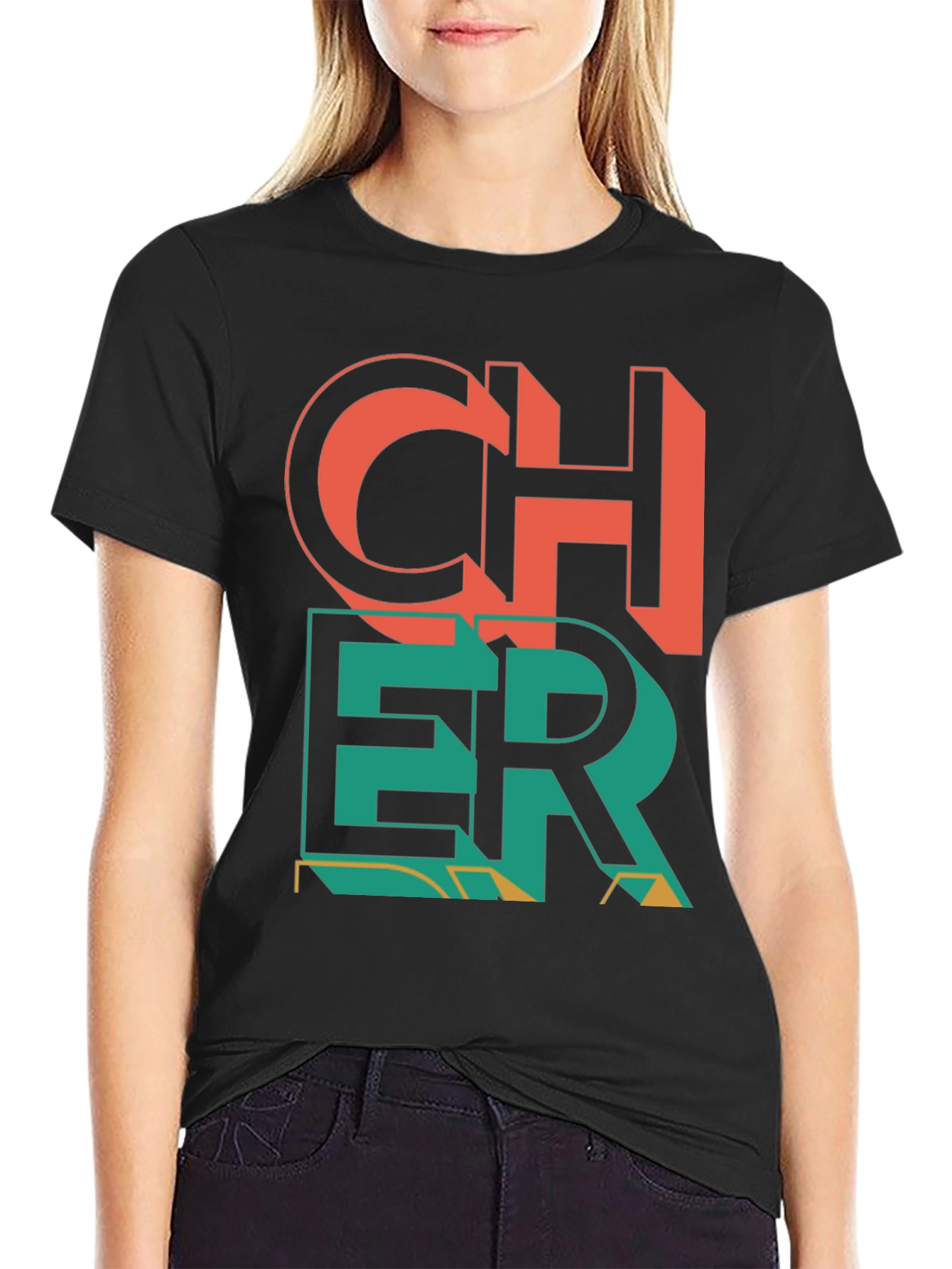 Cheer Graphic Print Crew Neck T-Shirt