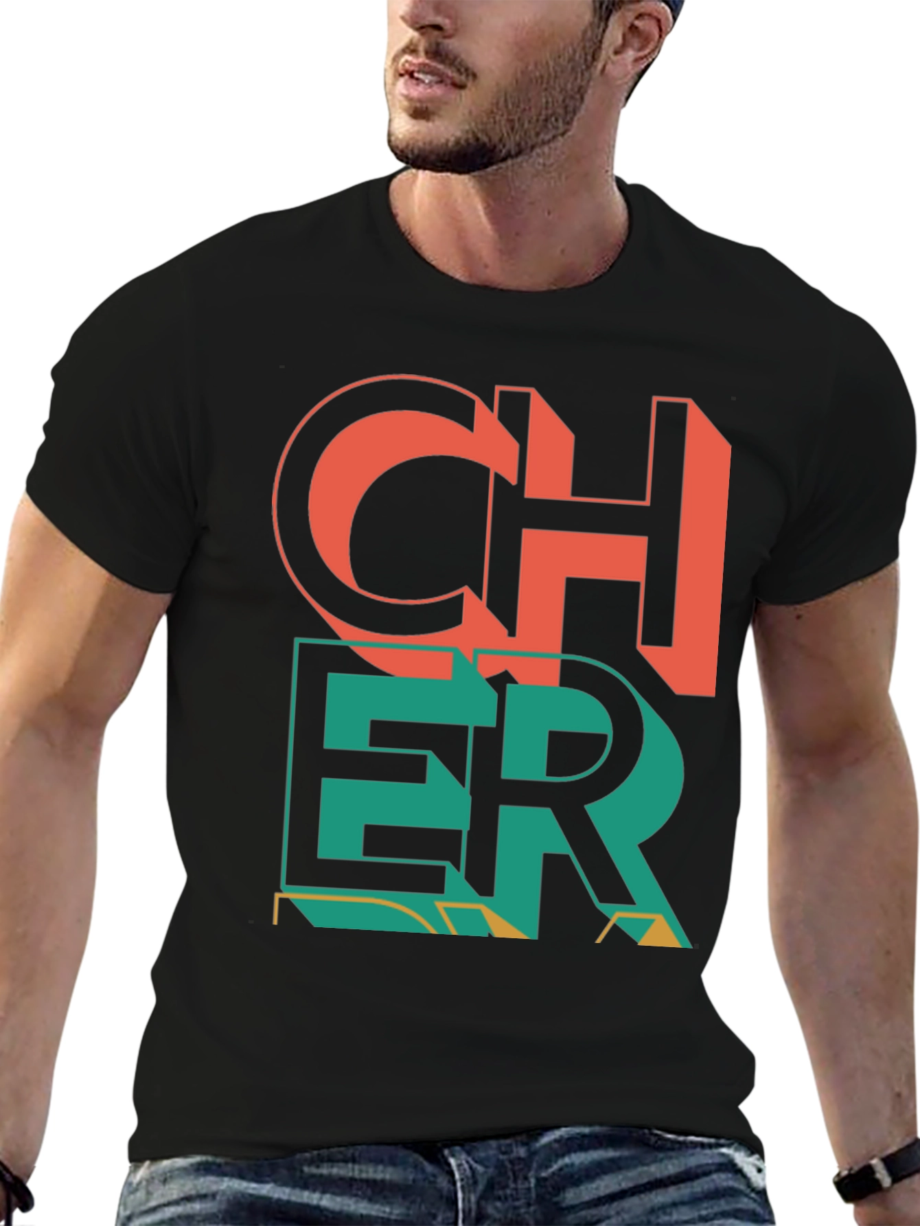 Cheer Graphic Print Crew Neck T-Shirt