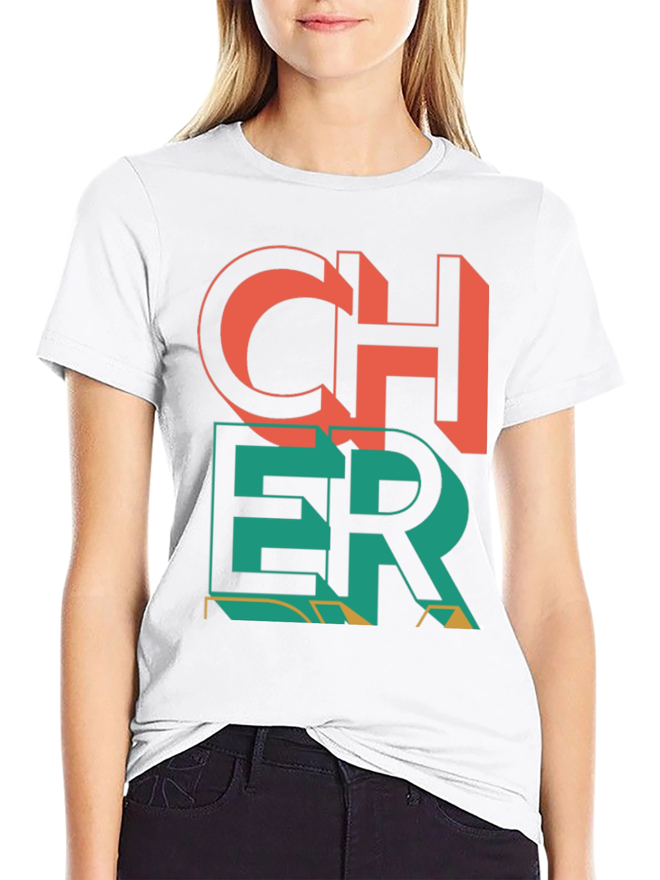 Cheer Graphic Print Crew Neck T-Shirt