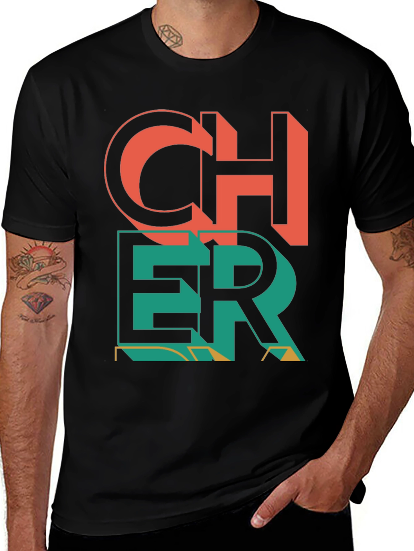 Cheer Graphic Print Crew Neck T-Shirt