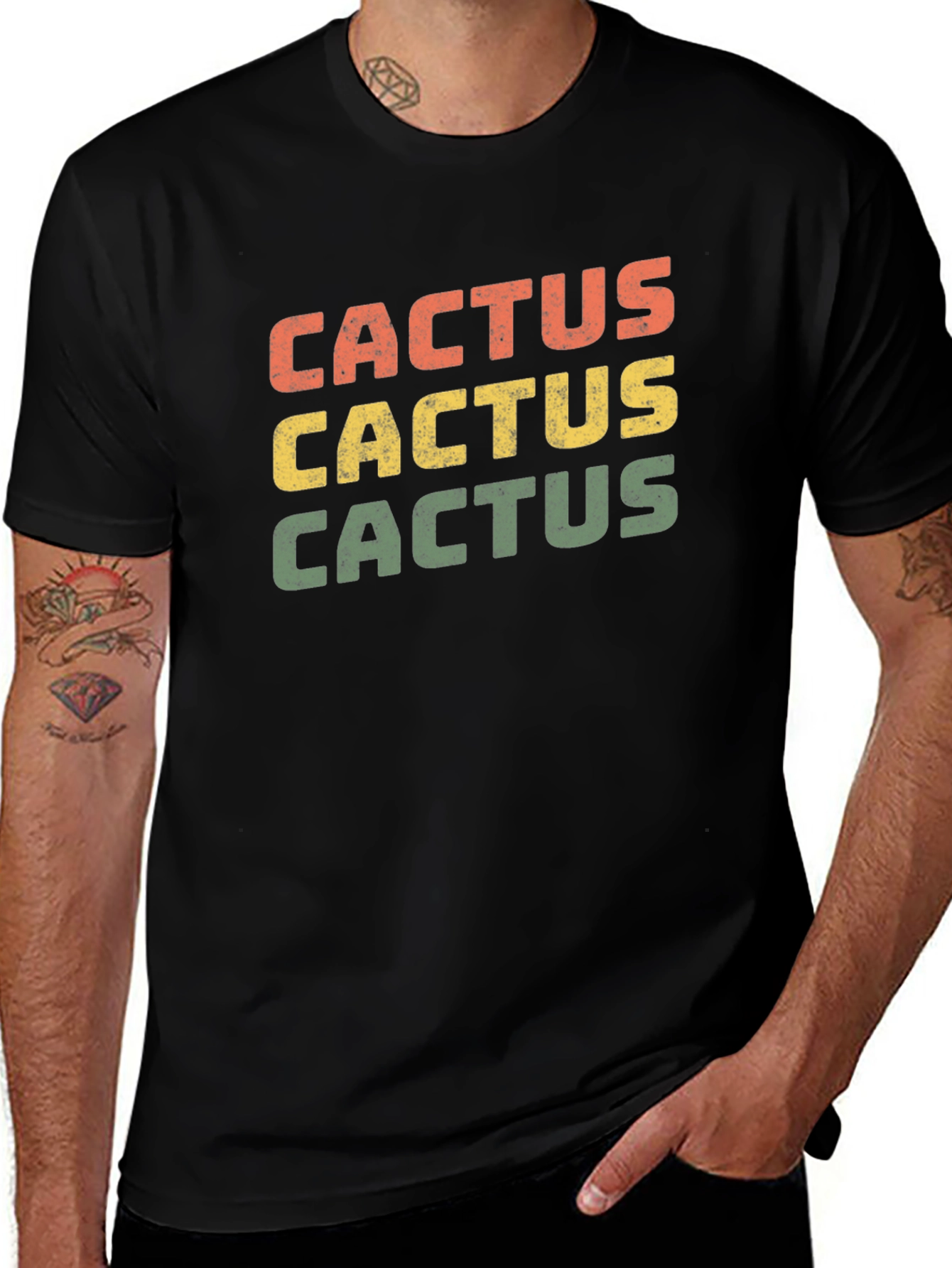 Retro Cactus T-Shirt - Black Cotton Tee