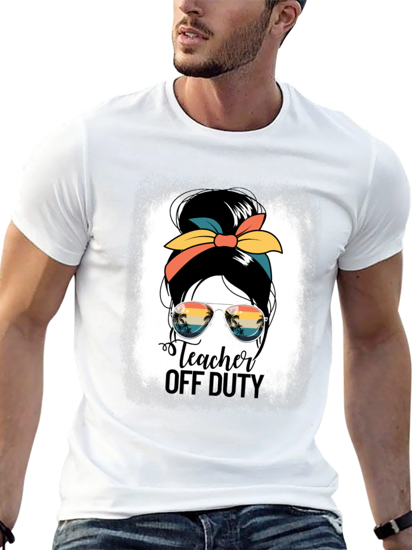 Teacher Off Duty Messy Bun Graphic Tee