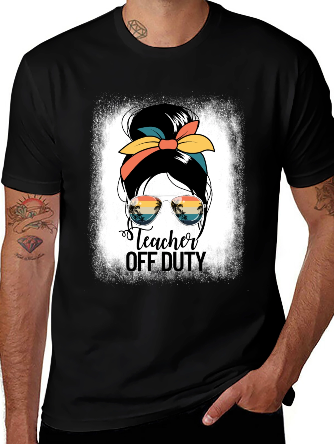Teacher Off Duty Messy Bun Graphic Tee
