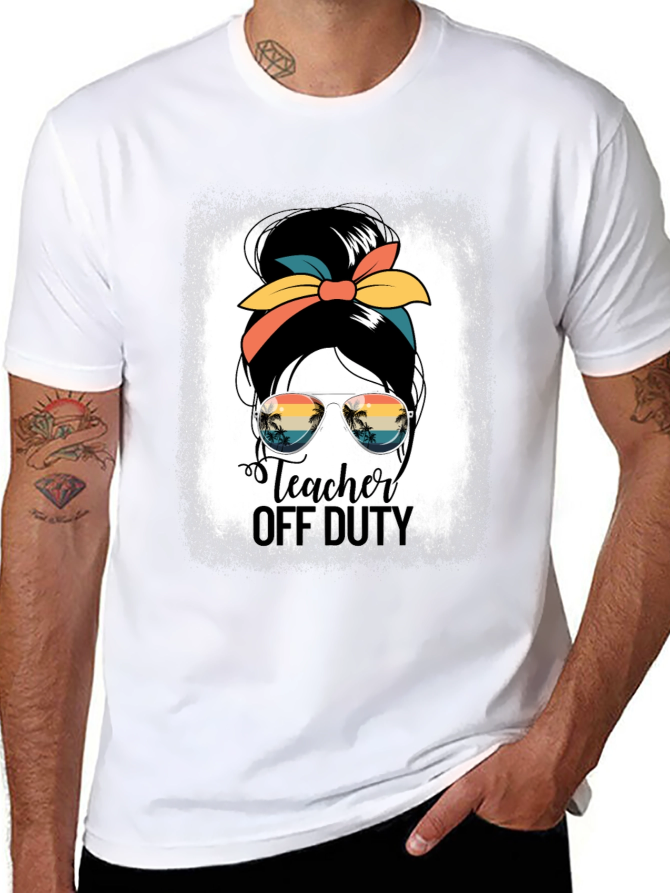 Teacher Off Duty Messy Bun Graphic Tee