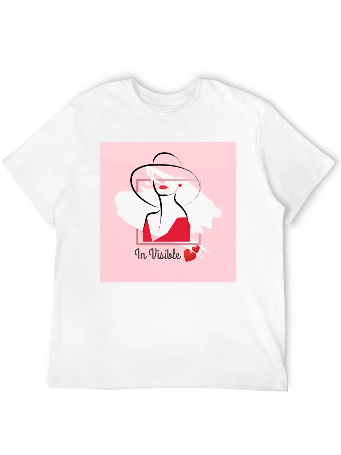 Stylish Black Tee with In Visible Lady Graphic