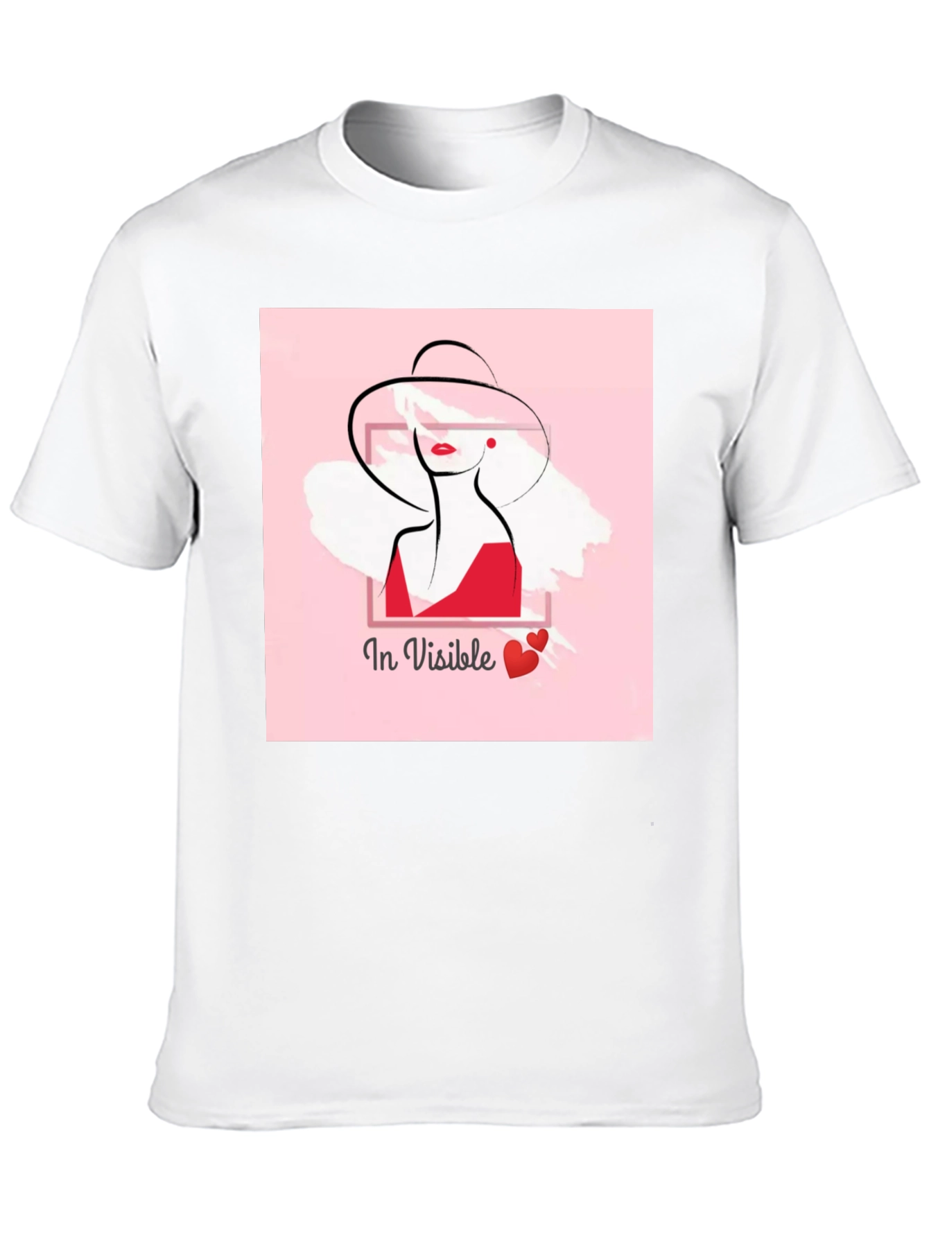 Stylish Black Tee with In Visible Lady Graphic