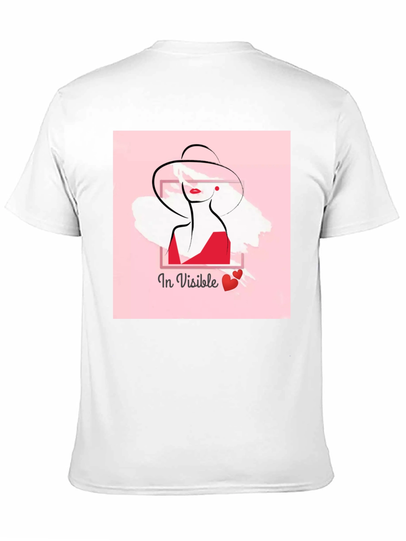 Stylish Black Tee with In Visible Lady Graphic