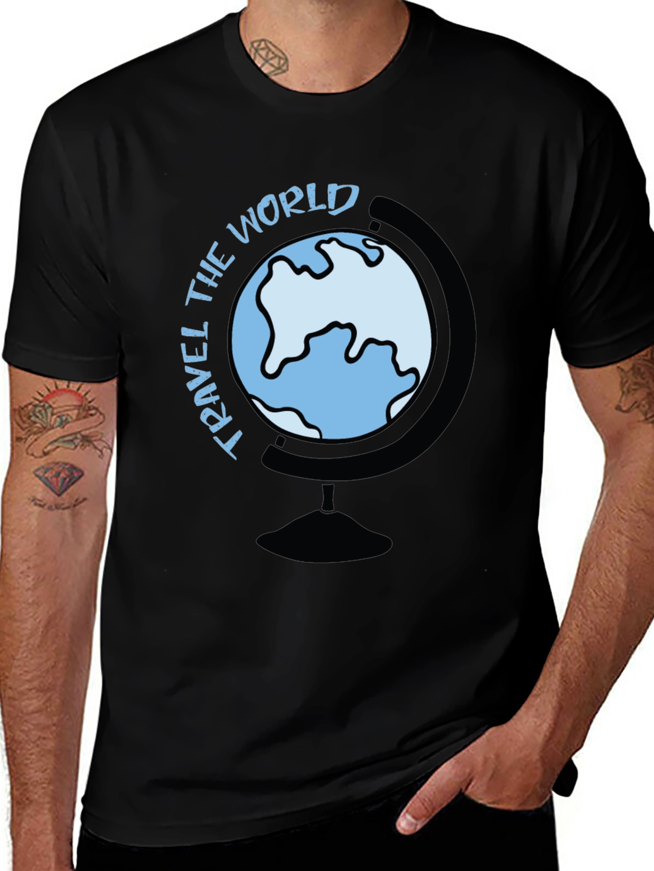 Travel the World Graphic Tee - Black