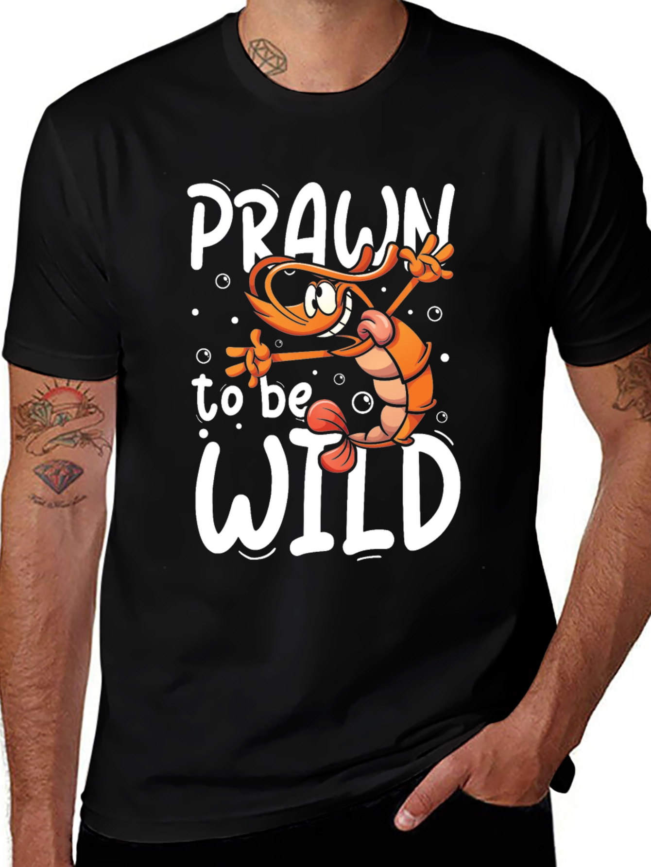 Prawn To Be Wild Funny Graphic Tee