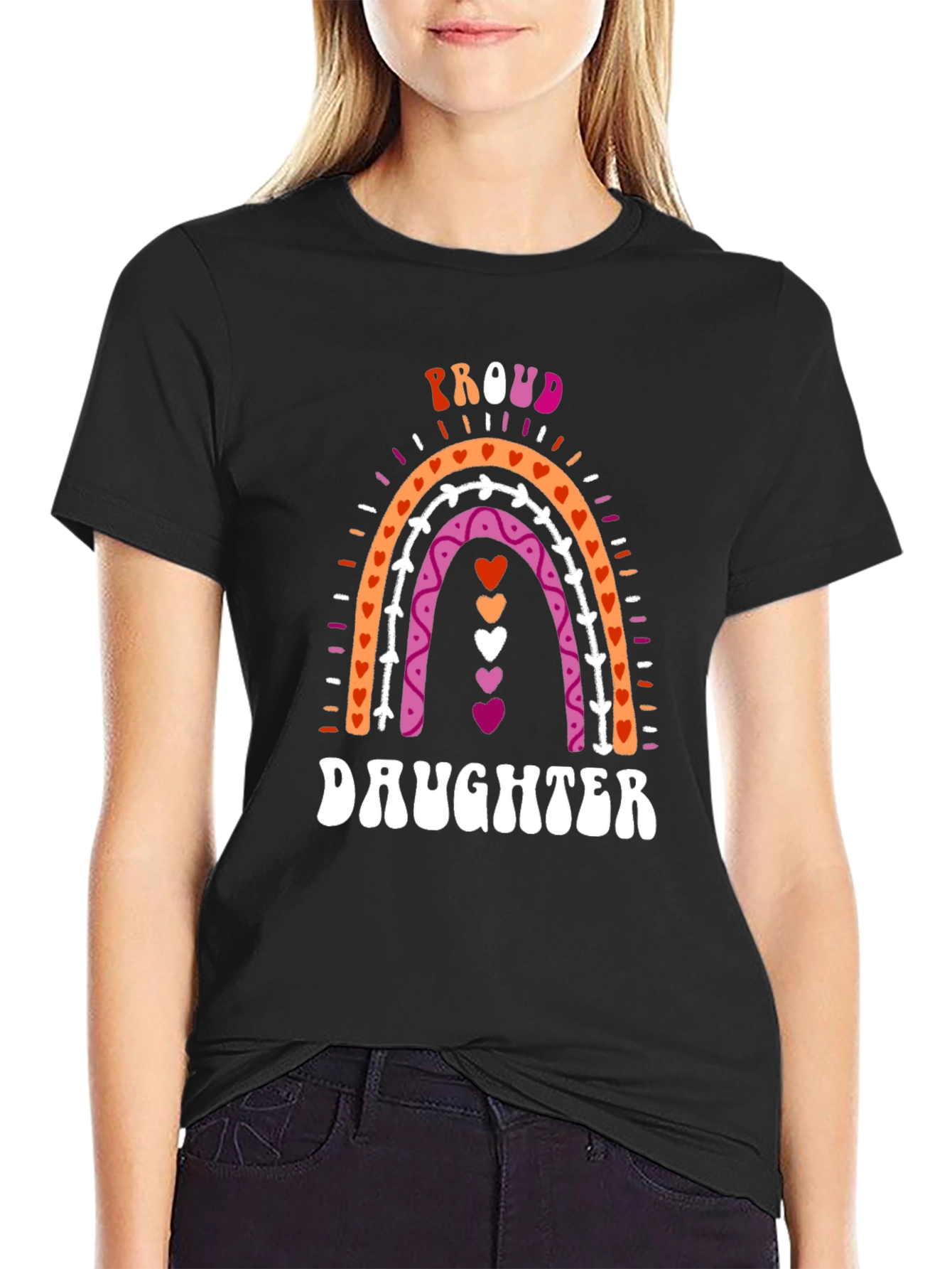 Proud Lesbian Daughter Rainbow Graphic Tee