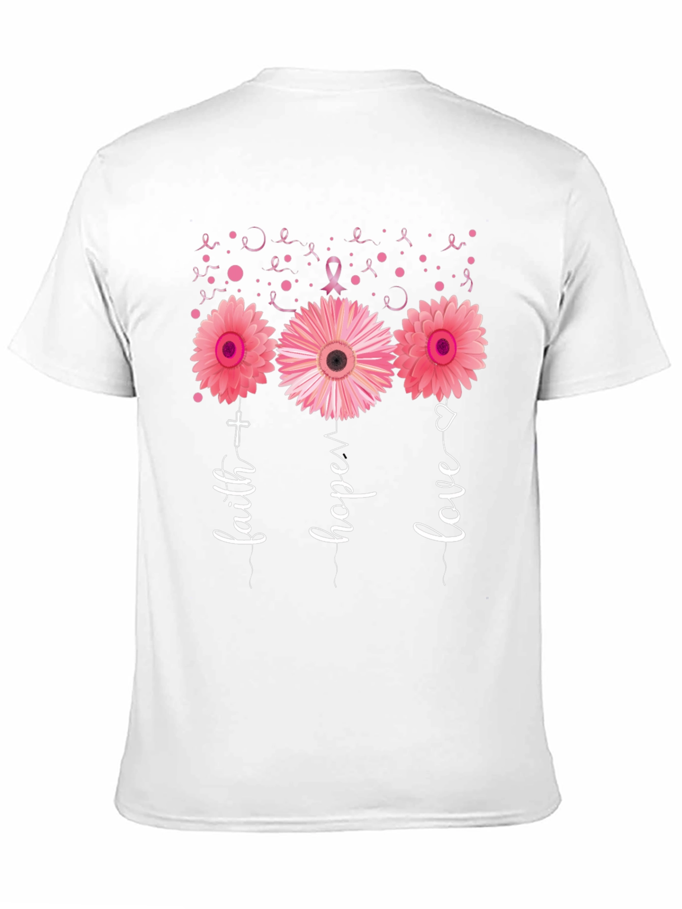 Faith Hope Love Breast Cancer Awareness Black T-Shirt