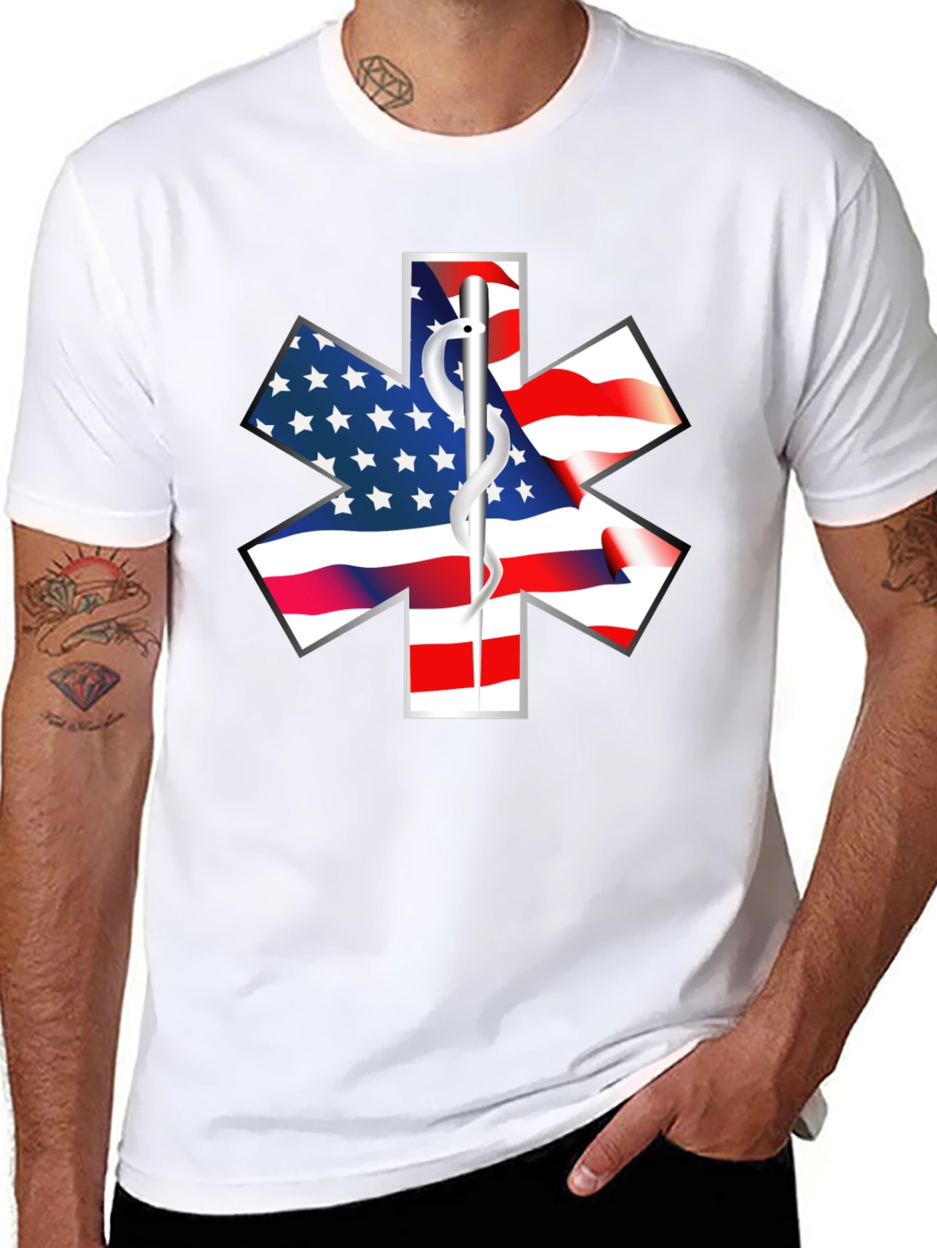 American Flag Star of Life EMS T-Shirt