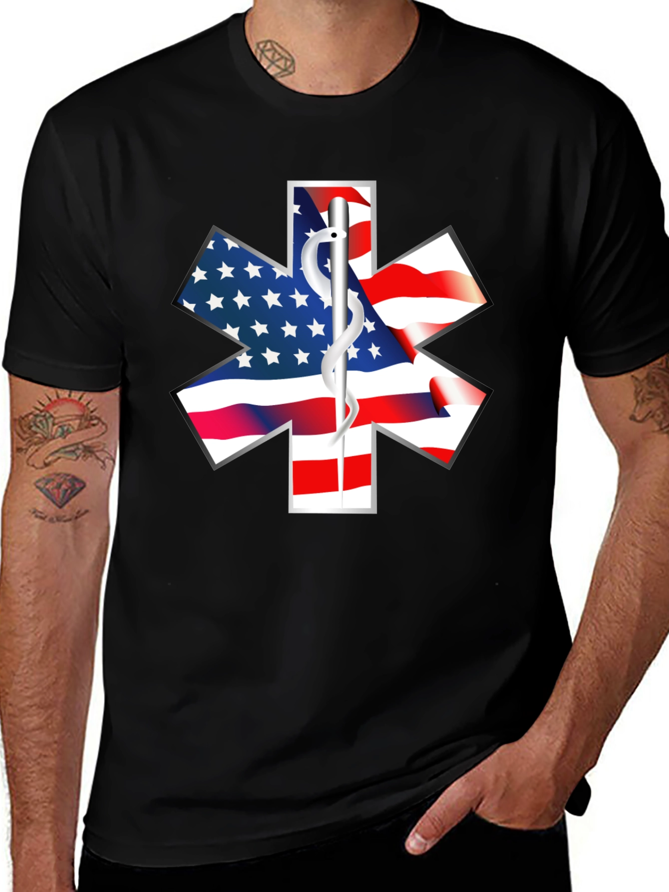 American Flag Star of Life EMS T-Shirt