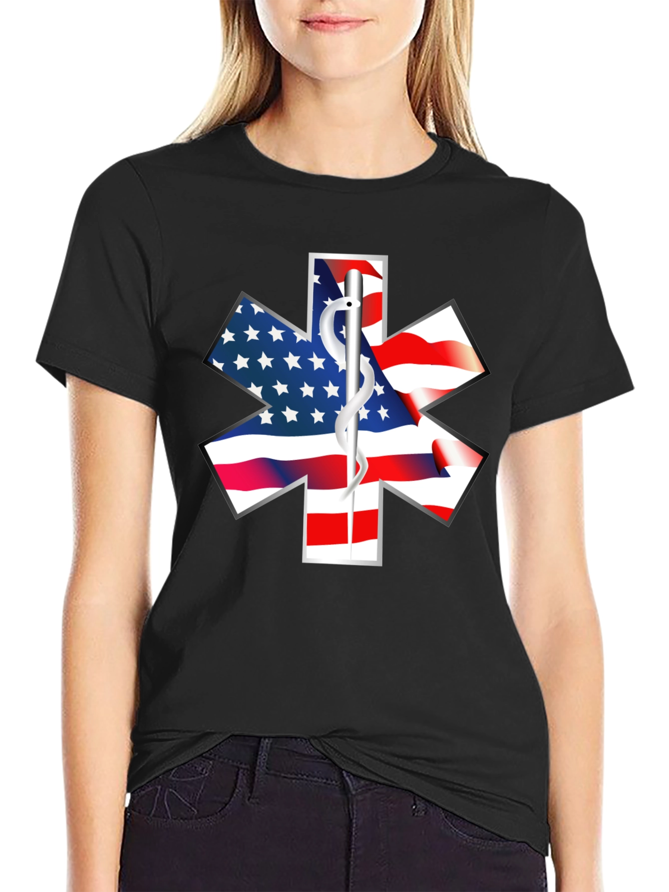 American Flag Star of Life EMS T-Shirt