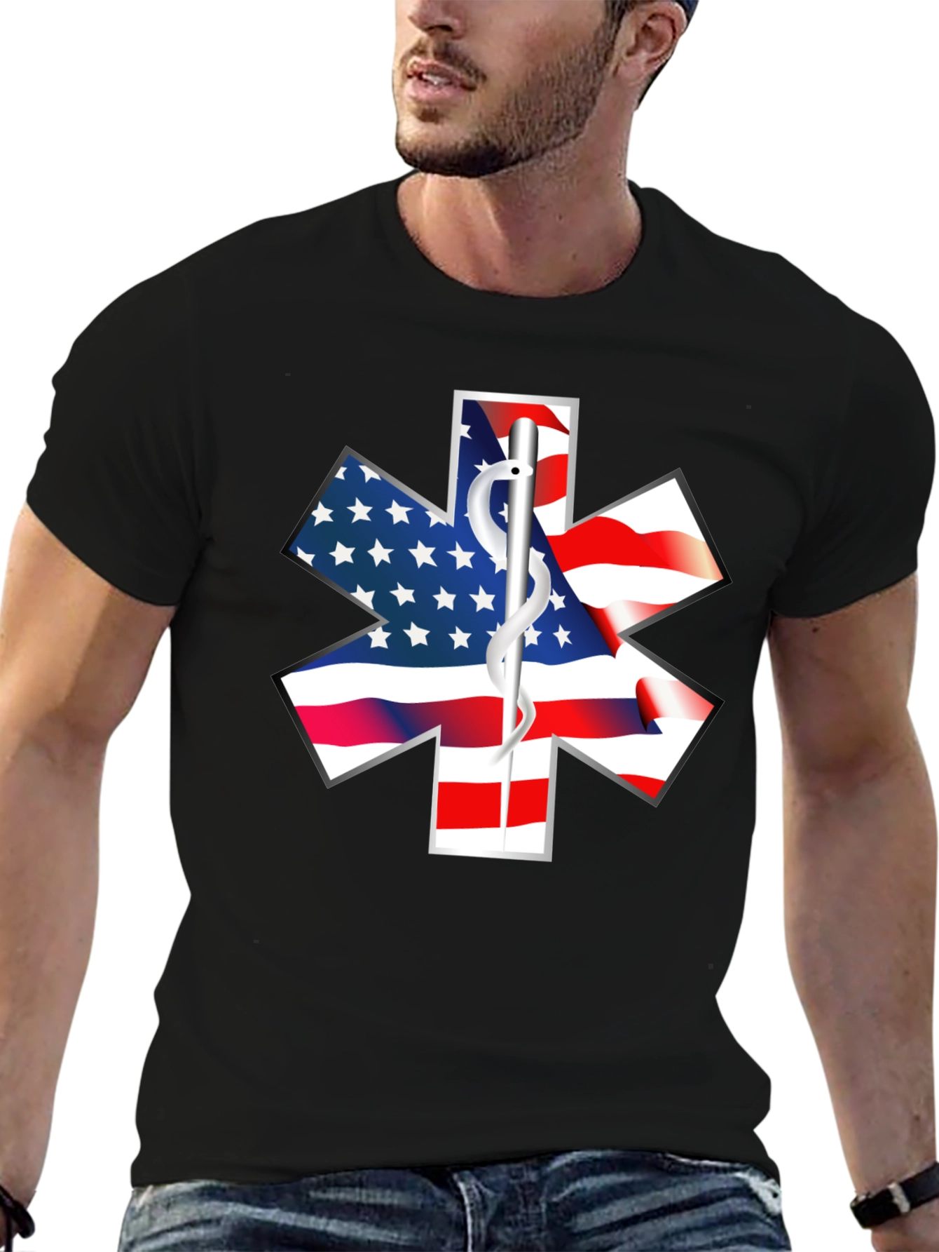 American Flag Star of Life EMS T-Shirt