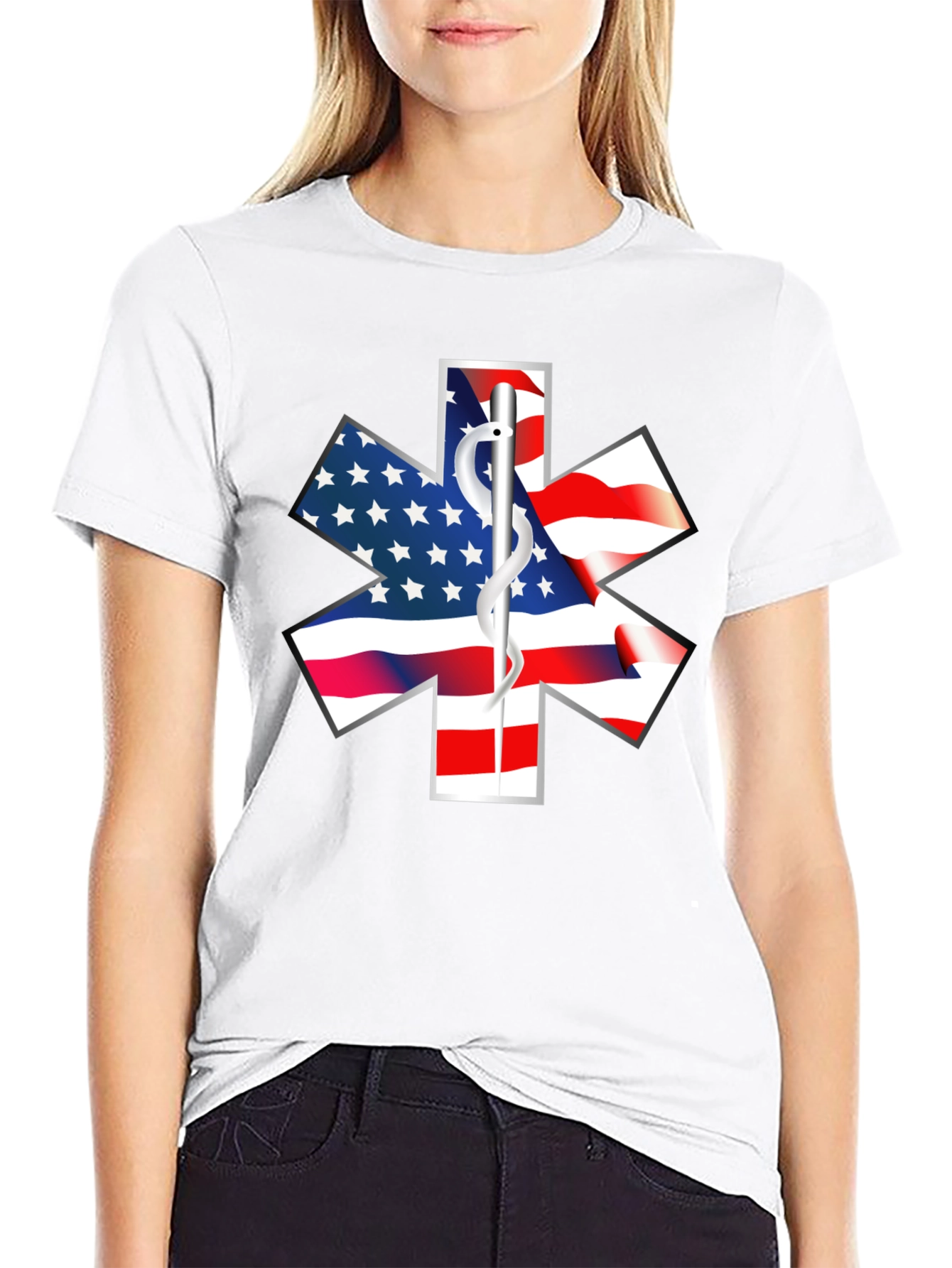 American Flag Star of Life EMS T-Shirt