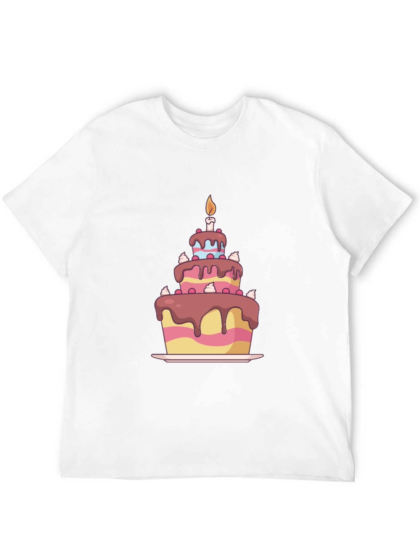 Birthday Cake Graphic Tee - Black Cotton T-Shirt