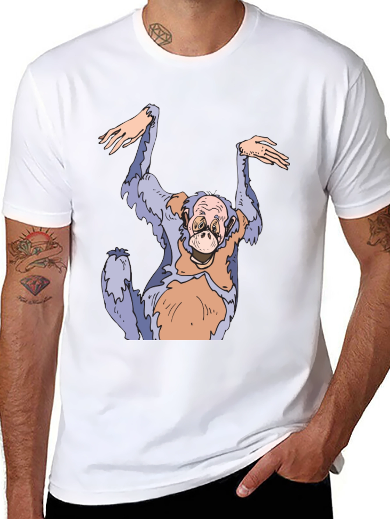 Funny Monkey Graphic Tee - Black Cotton T-Shirt