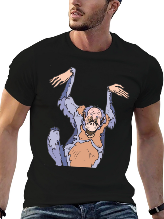 Funny Monkey Graphic Tee - Black Cotton T-Shirt