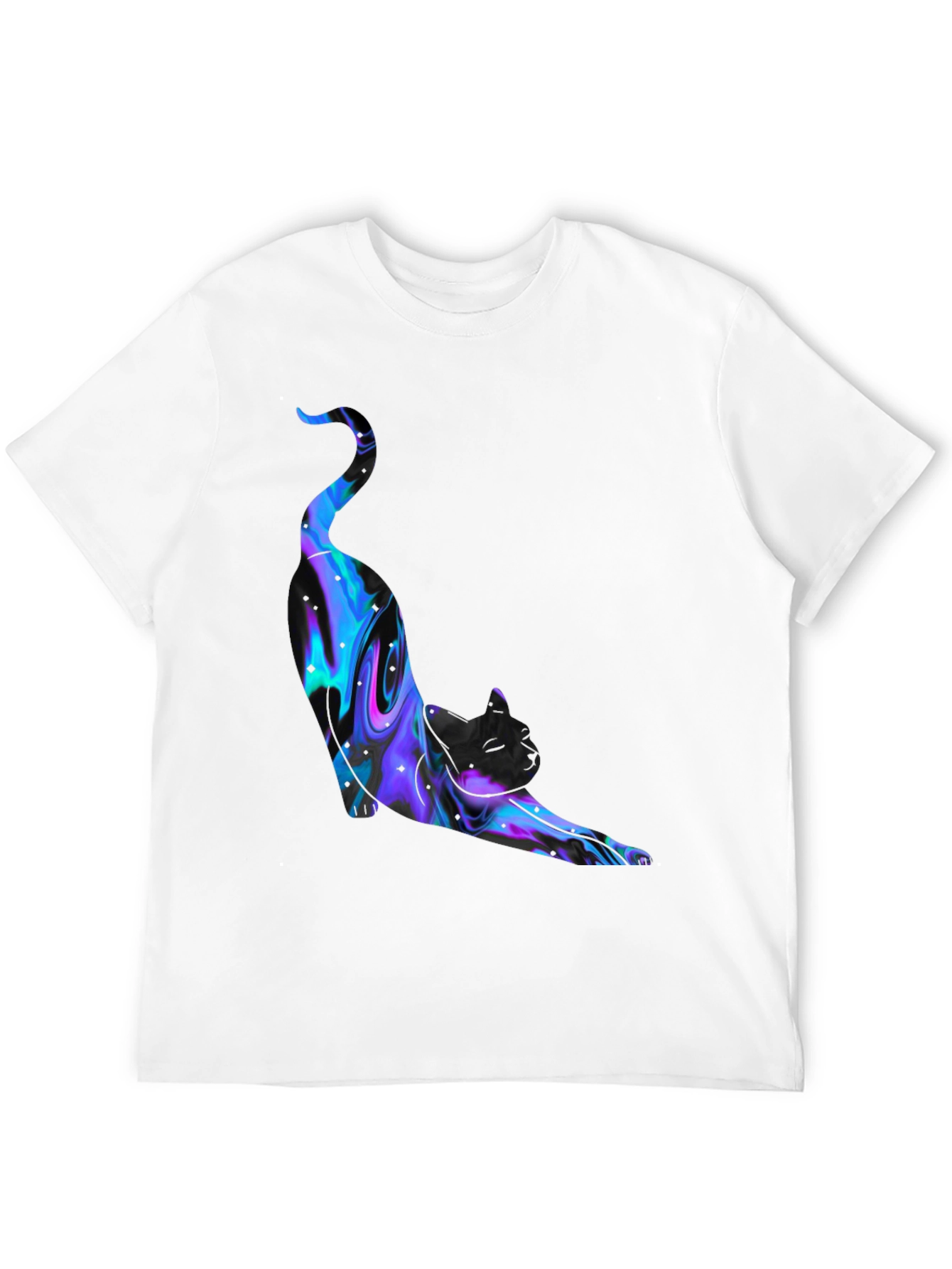 Abstract Cat Graphic Black T-Shirt