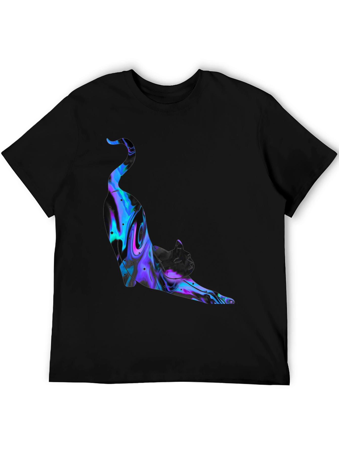 Abstract Cat Graphic Black T-Shirt