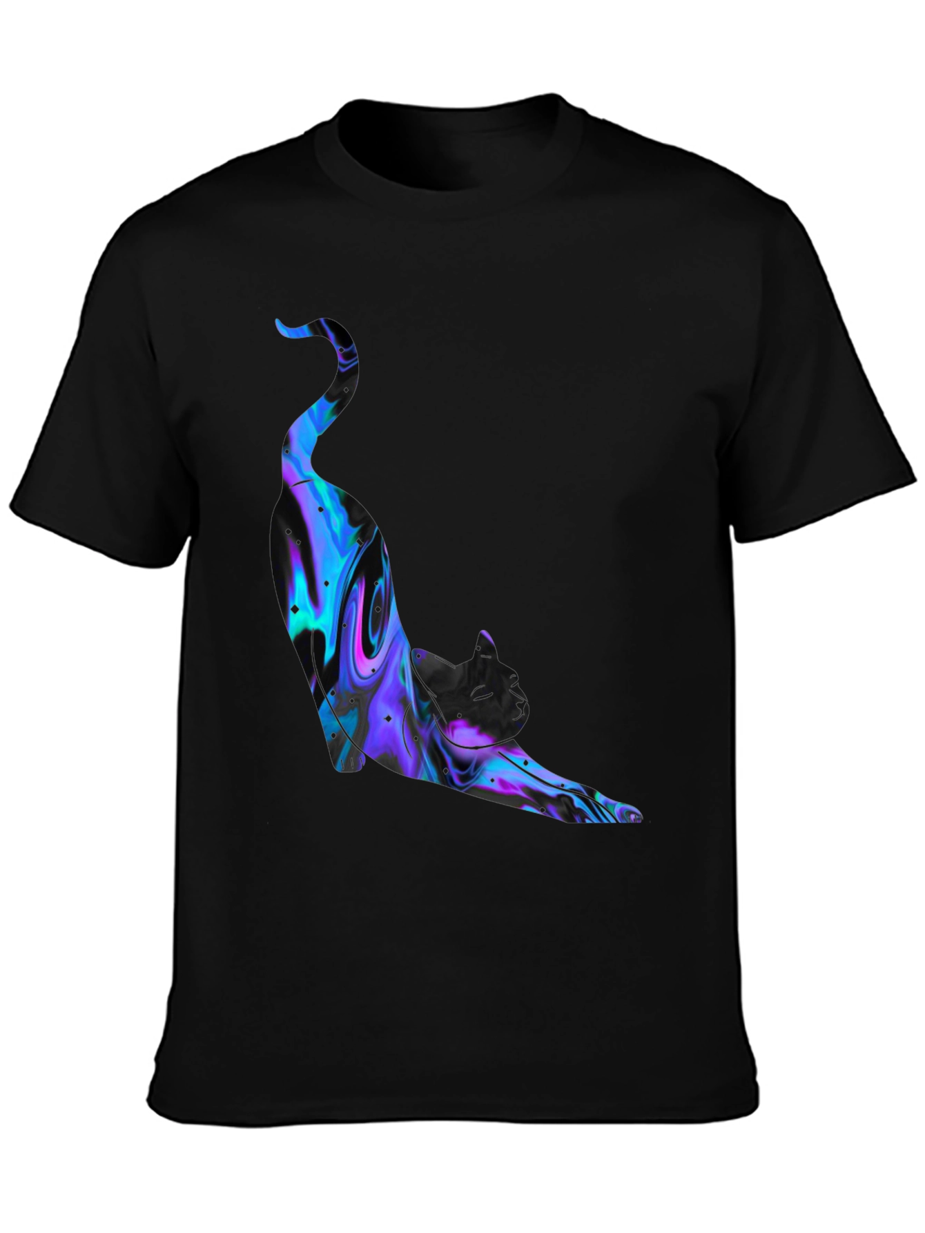 Abstract Cat Graphic Black T-Shirt