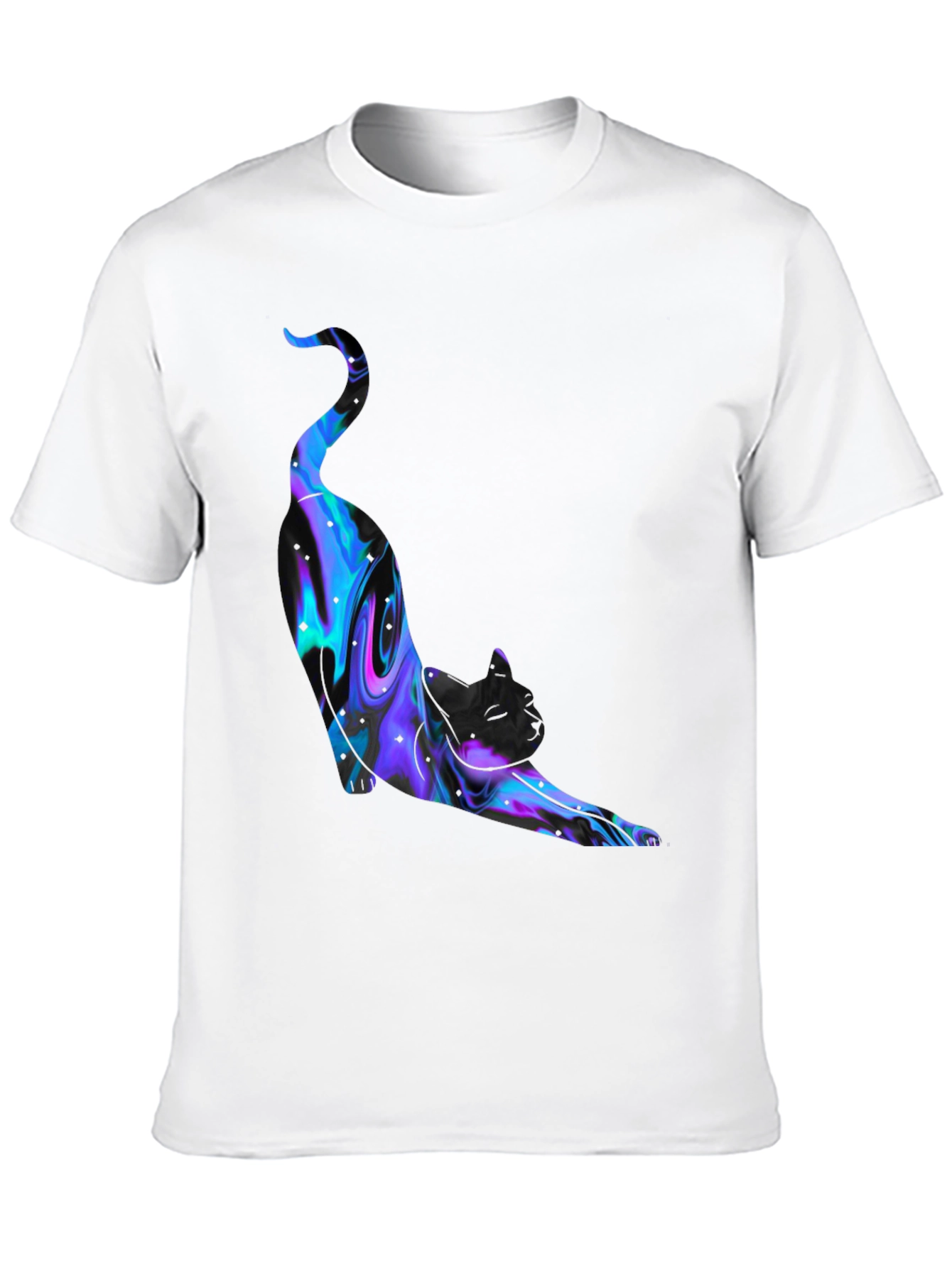 Abstract Cat Graphic Black T-Shirt