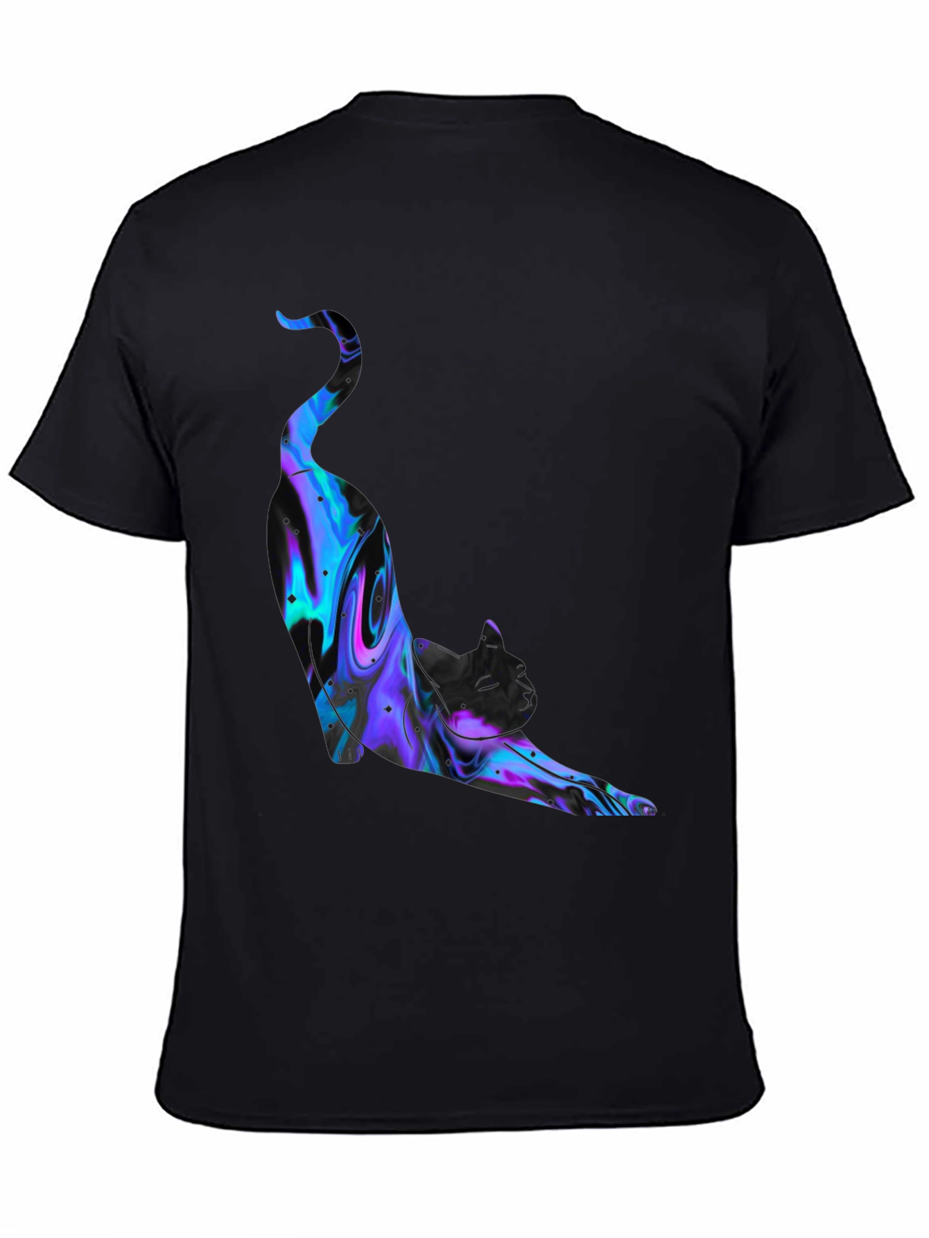 Abstract Cat Graphic Black T-Shirt