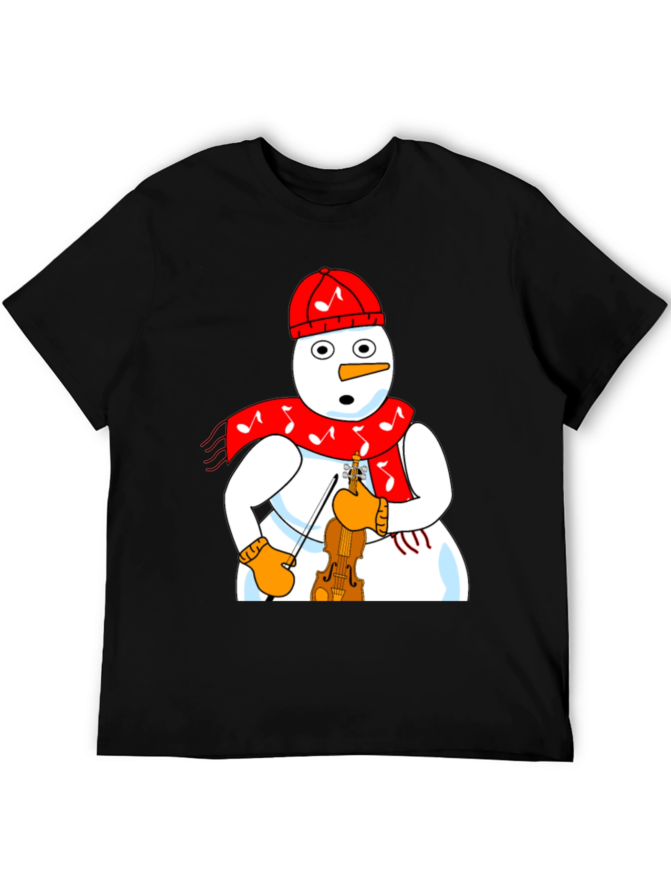 Snowman Violinist Graphic Tee - Festive Holiday Apparel