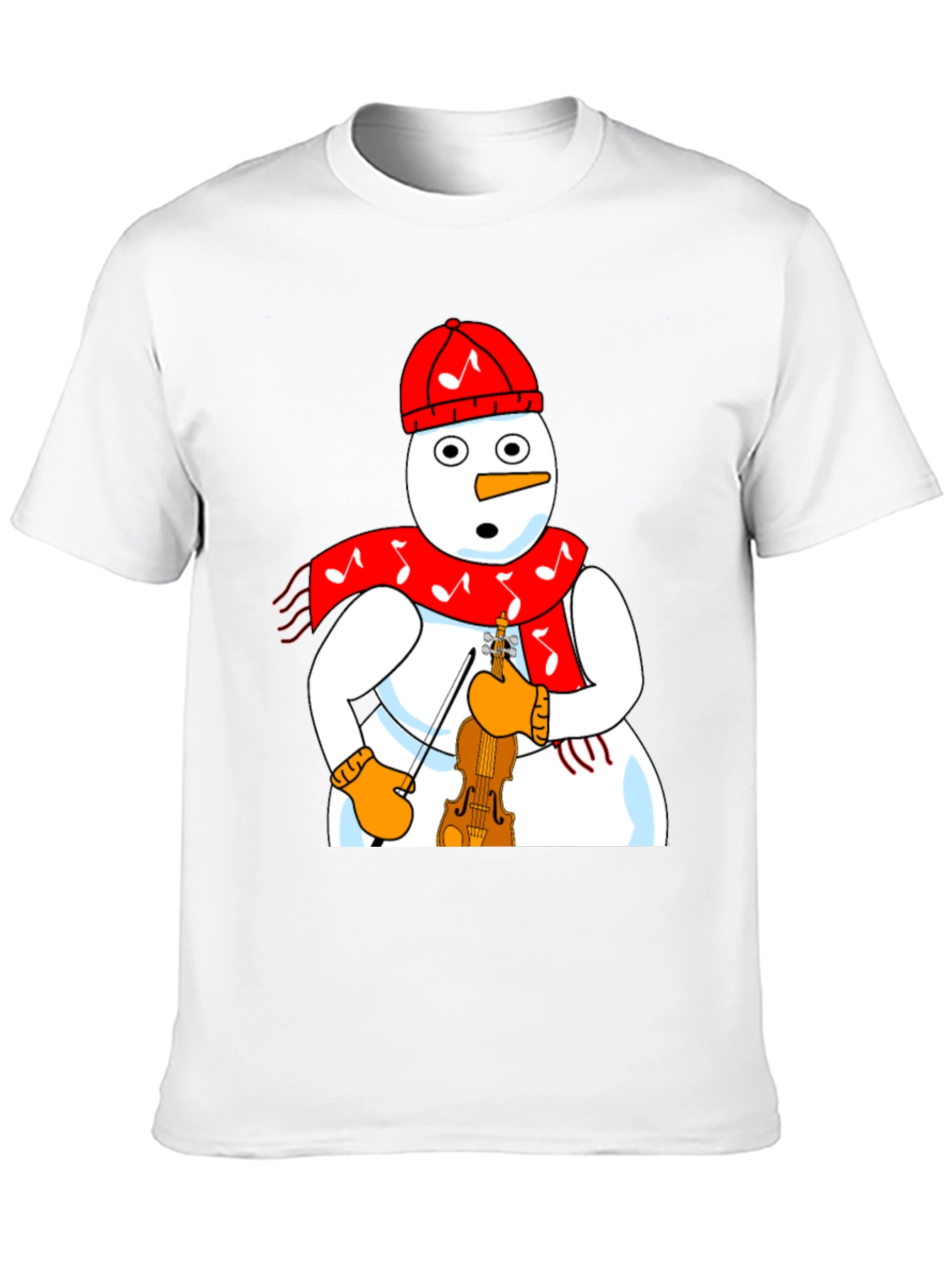 Snowman Violinist Graphic Tee - Festive Holiday Apparel