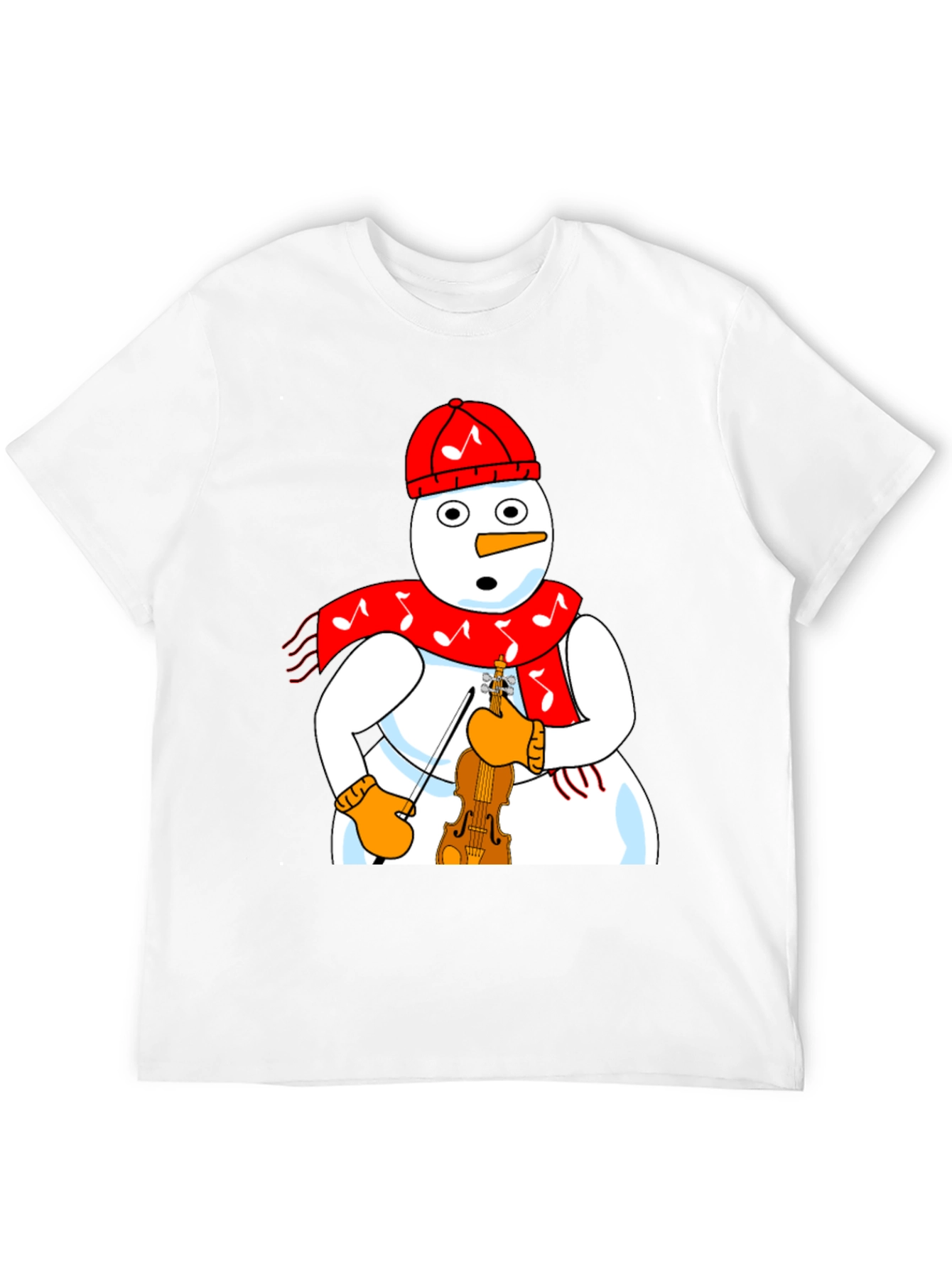 Snowman Violinist Graphic Tee - Festive Holiday Apparel